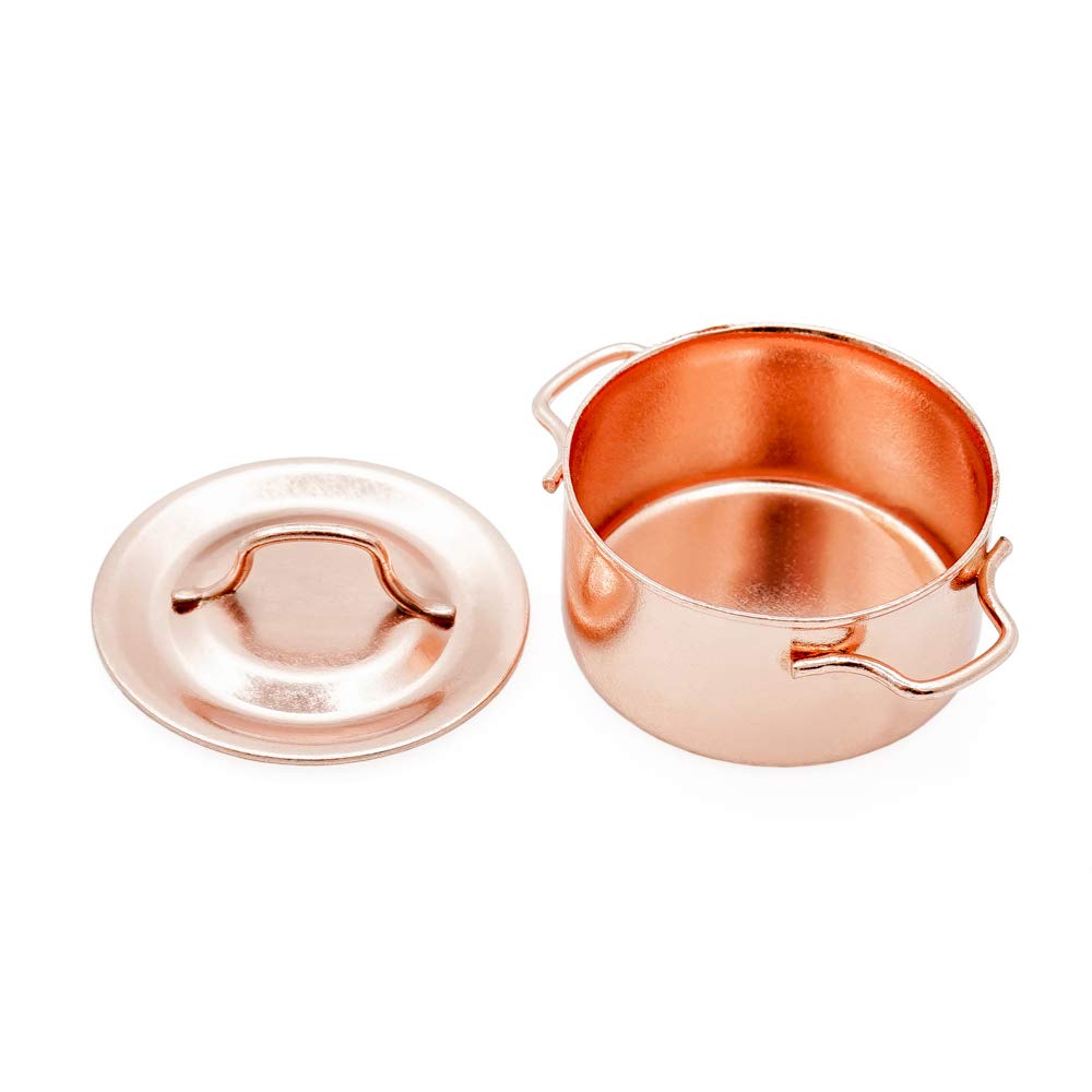 Odoria 1/12 Scale Miniature Copper Pot Set - Realistic Dollhouse Kitchen Accessories for Miniature Cooking & Baking Scenes