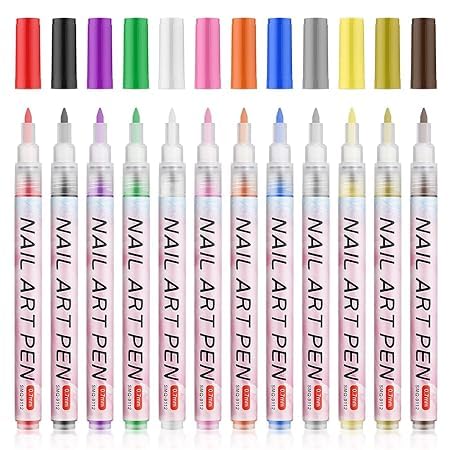 SCHMIDT 12-Piece 3D Nail Art Pen Set - 0.7mm Fine Tip Gel Polish Drawing Pens for Professional & DIY Manicures (12 Vibrant Colors) - Perfect for Salon, Home Use & Creative Nail Designs
