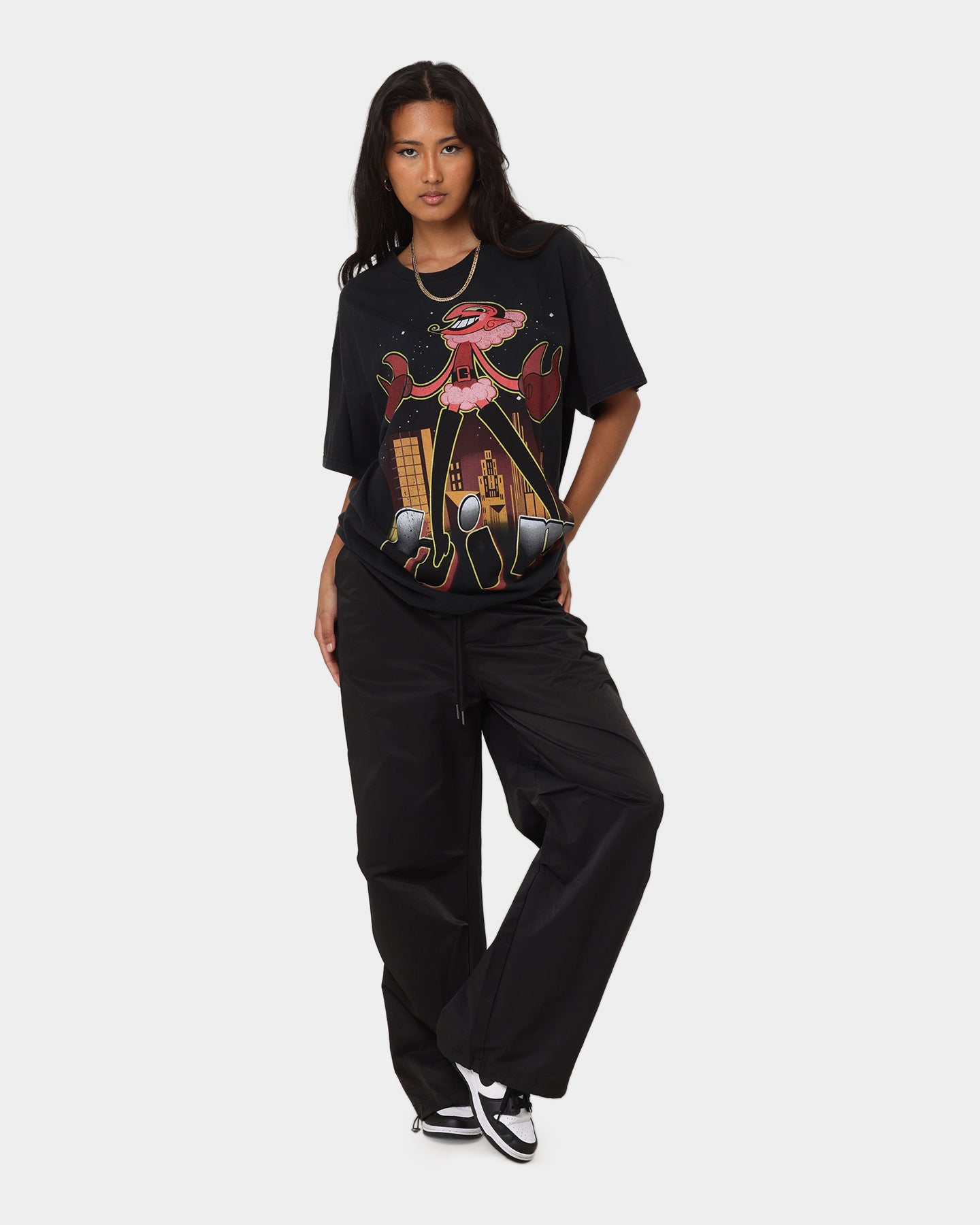 American Thrift X Powerpuff Girls Women's Vintage HIM Graphic T-Shirt - Black Wash - Casual Streetwear & 90s Cartoon Fan Fashion