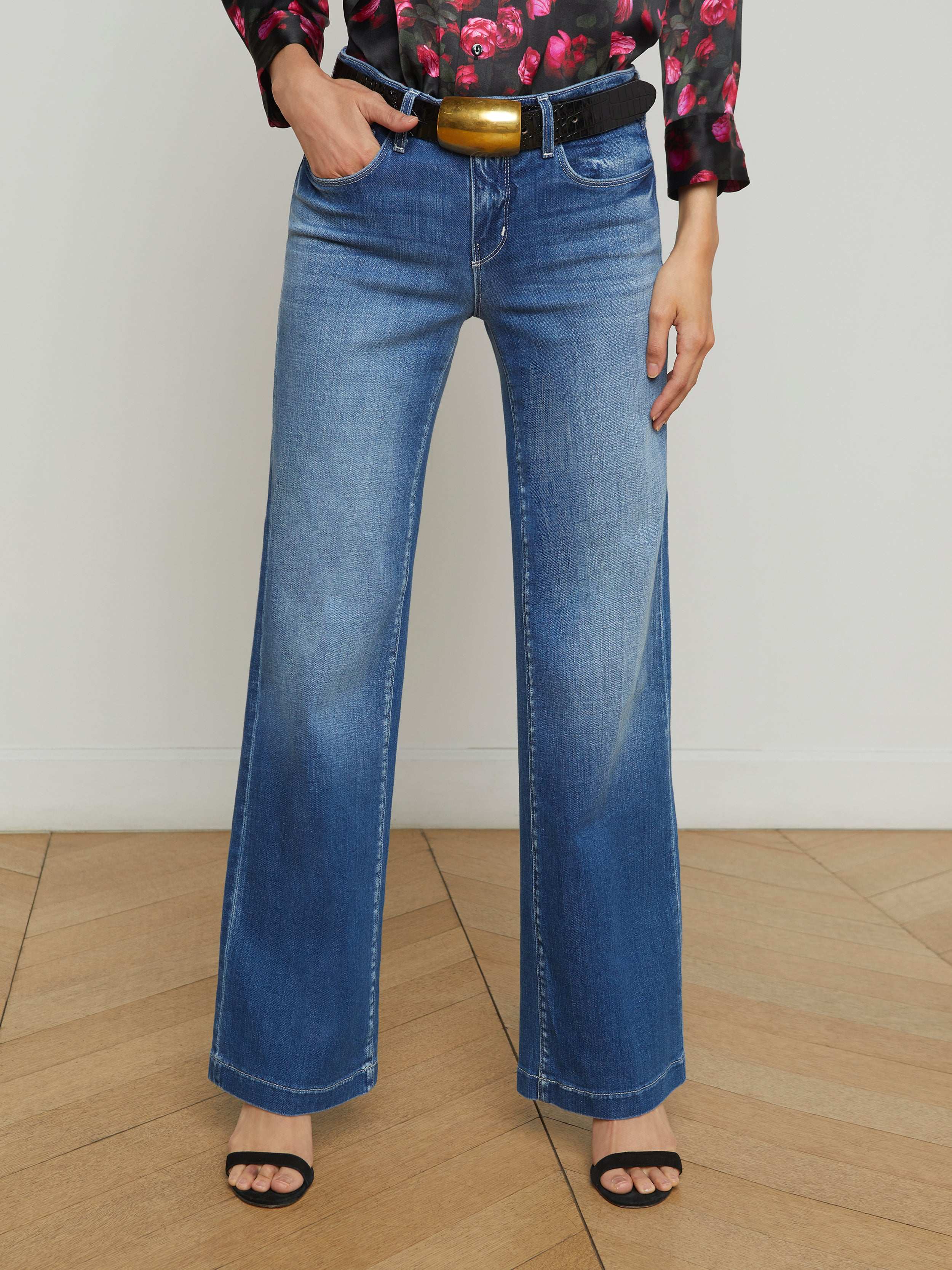 Joanne Low Rise Wide Leg Jeans for Women - Trendy Comfortable Stretch Denim Pants - Perfect for Casual Outfits, Workwear & Everyday Style