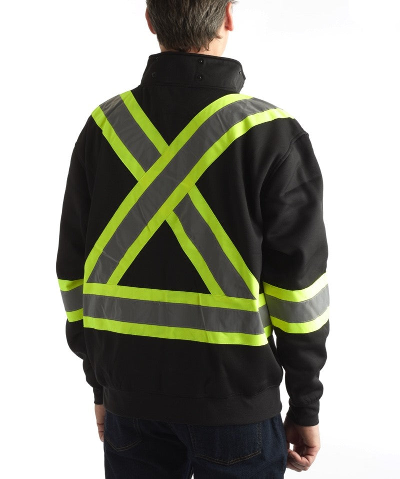 Terra Hi-Vis Polyester Fleece Work Hoodie 116506BK - Black Safety Jacket for Construction, Road Work & Outdoor Winter Activities