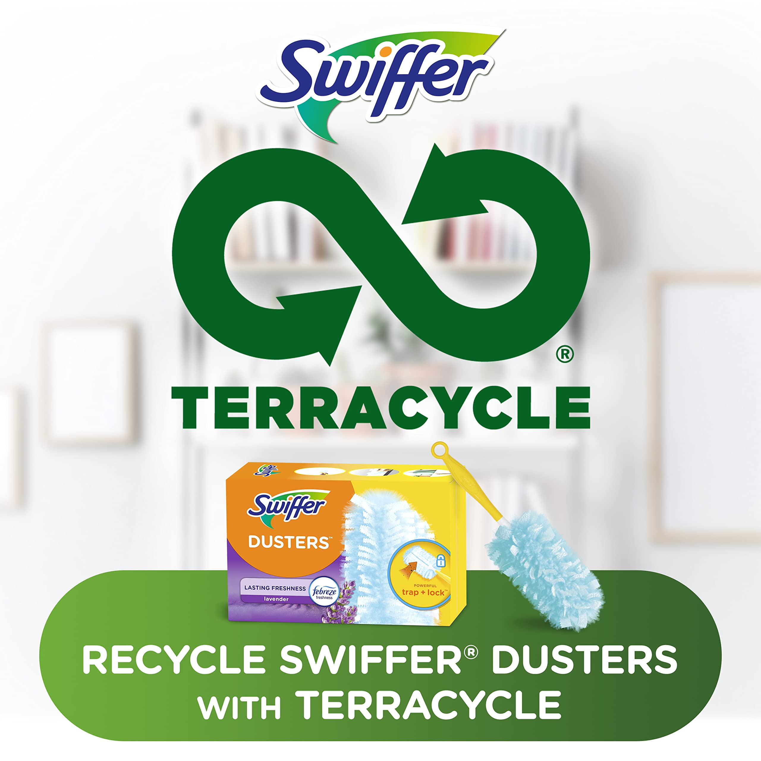 Swiffer Dusters Refill - 18ct Feather & Microfiber Cleaning Pads for Furniture, Blinds, Ceiling Fans | Allergen-Reducing Disposable Dusting Alternative with Lavender Scent | Perfect for Home, Office & Pet Hair Removal