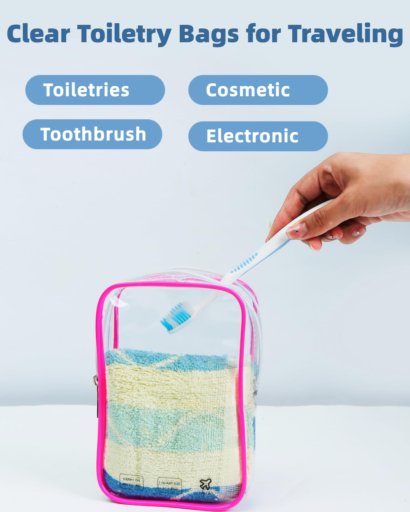 TSA Approved Quart Size Travel Toiletry Bag - Pink Leak-Proof Cosmetic Organizer for Airplane Essentials, Long Flights & International Travel - Perfect for Carry-On Luggage & Weekend Getaways