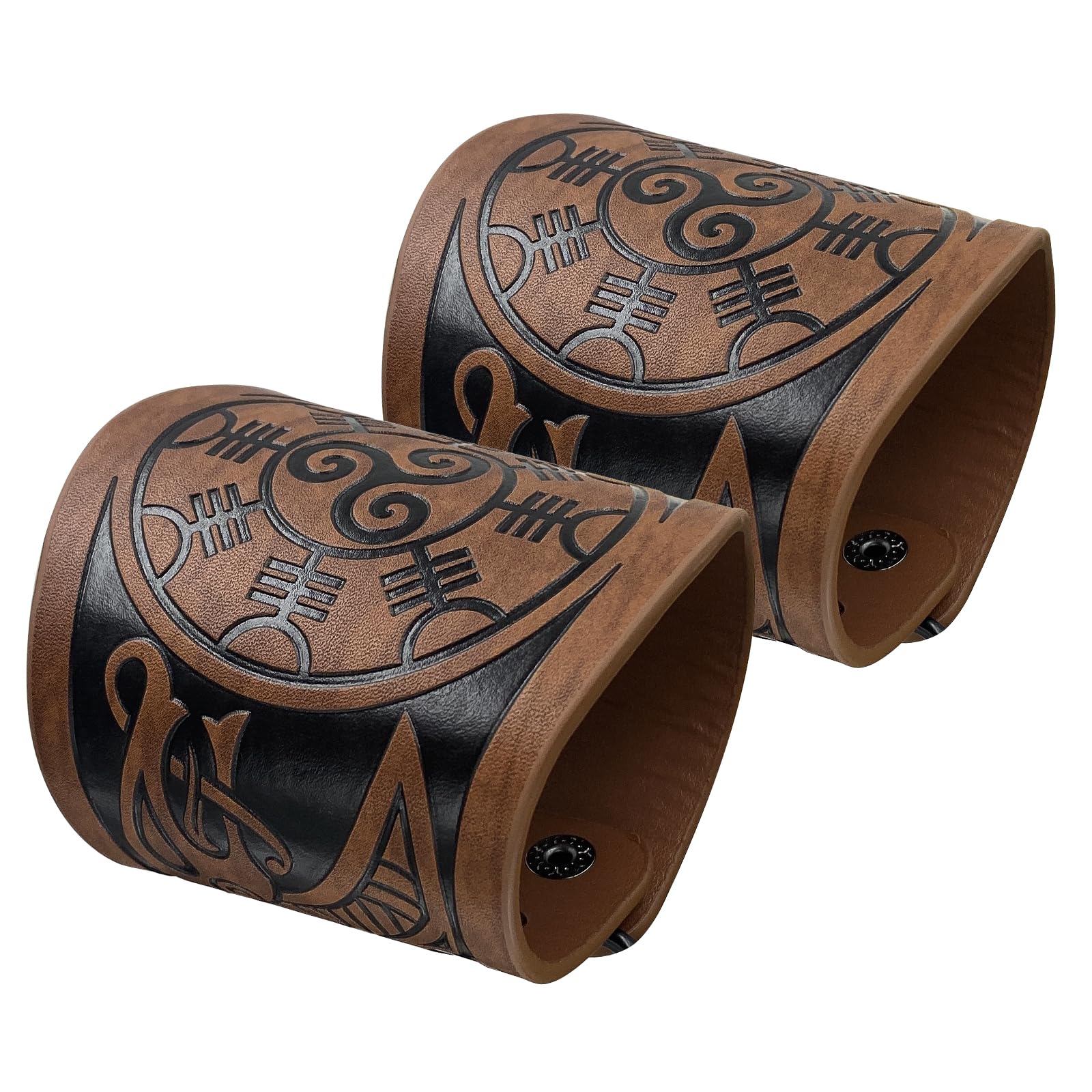 JAOYU Medieval Leather Bracer Set - 2PCS Viking Armor Vambrace Wrist Guards for LARP, Cosplay & Renaissance Fairs | Durable Leather Gauntlet Cuffs for Historical Reenactment & Costume Accessories