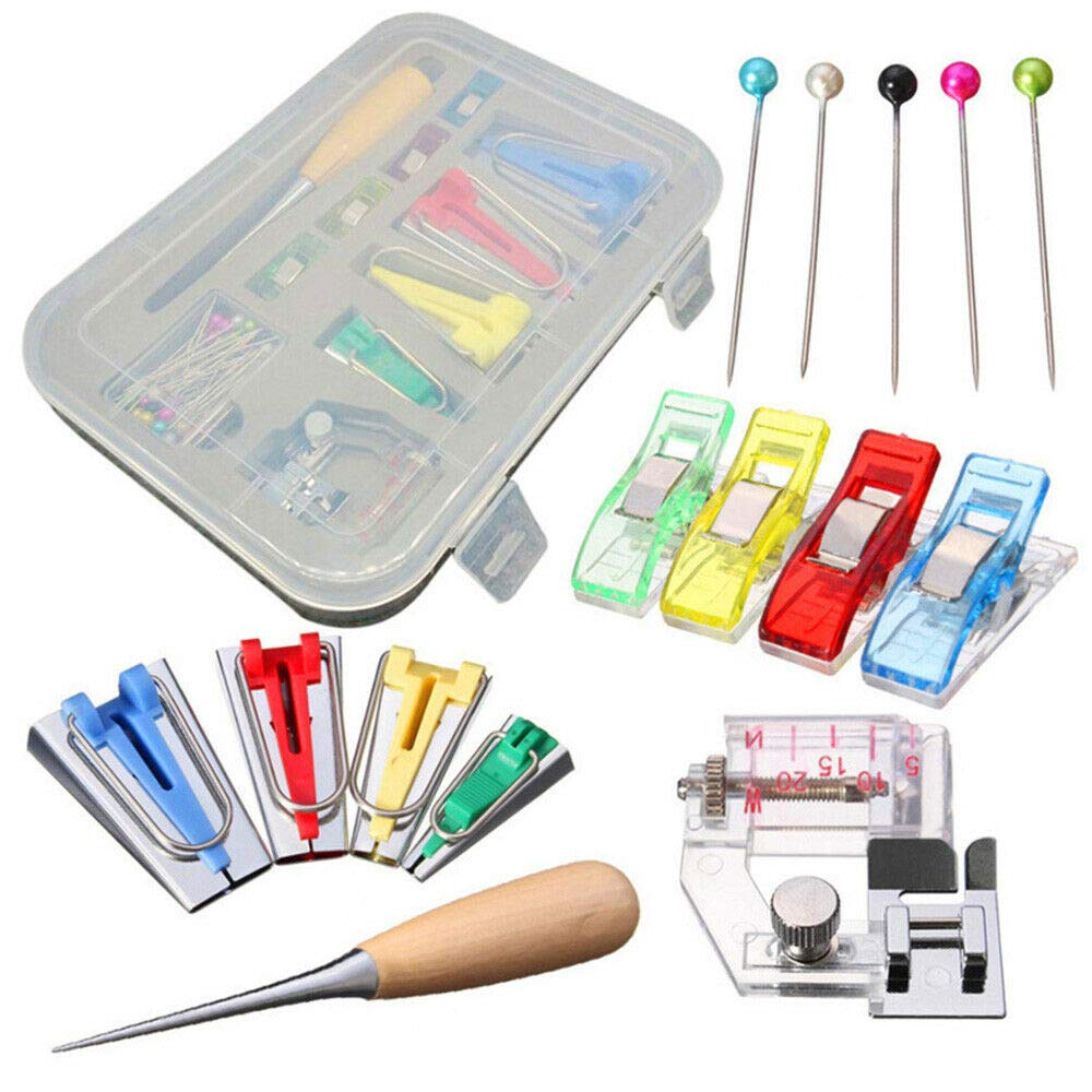 ELEOPTION Multifunctional Fabric Bias Tape Maker Set - DIY Sewing, Quilting & Binding Tool for Dressmaking, Home Decor & Craft Projects