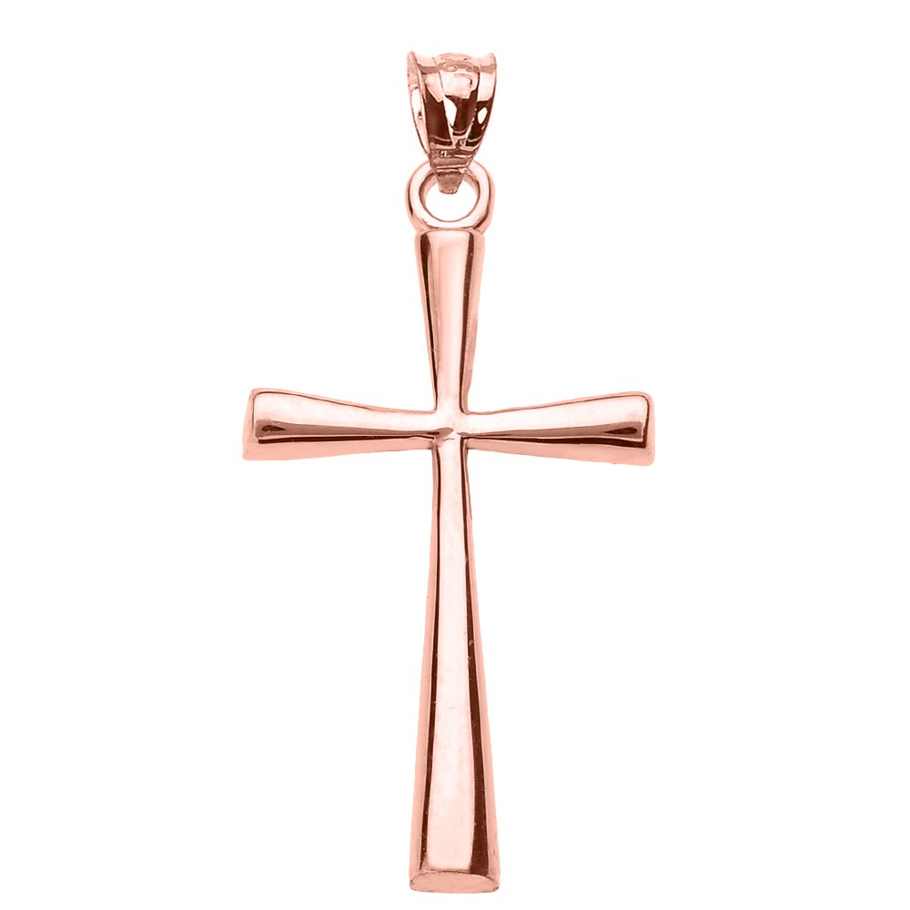 14K Rose Gold Dainty Cross Pendant - Elegant Religious Jewelry for Women, Perfect for Daily Wear, Church, Baptism & Special Occasions