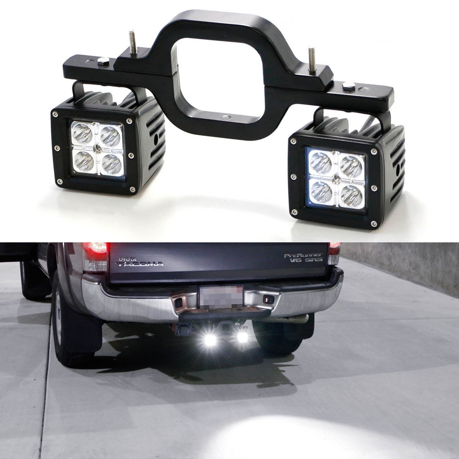 40W CREE LED Pods with Backup Reverse Light & Tow Hitch Brackets for Off-Road 4x4 Truck SUV - Perfect for Night Driving, Camping, and Off-Road Adventures
