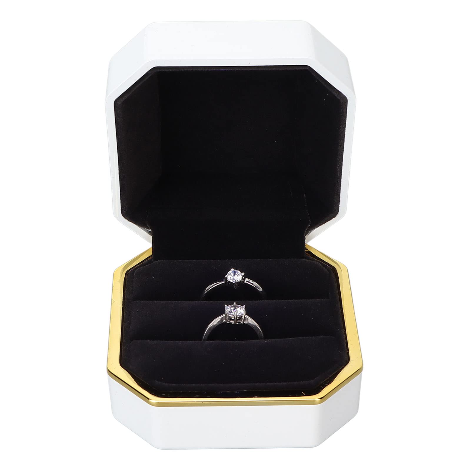 MAJESTE LED Jewelry Storage Box with Soft Flocking Interior - Elegant Lighted Ring Box for Engagement, Wedding, Anniversary Gifts (White) | Perfect for Proposals, Bridal Showers & Jewelry Organization