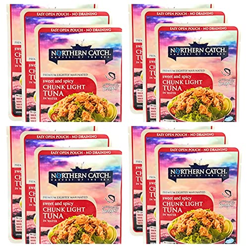 ALDI Northern Catch Sweet & Spicy Tuna Pouch Pack - 12 Pack of 2.5oz Chunk Light Tuna in Sweet & Spicy Sauce | Perfect for Lunches, Camping & Emergency Food Supplies