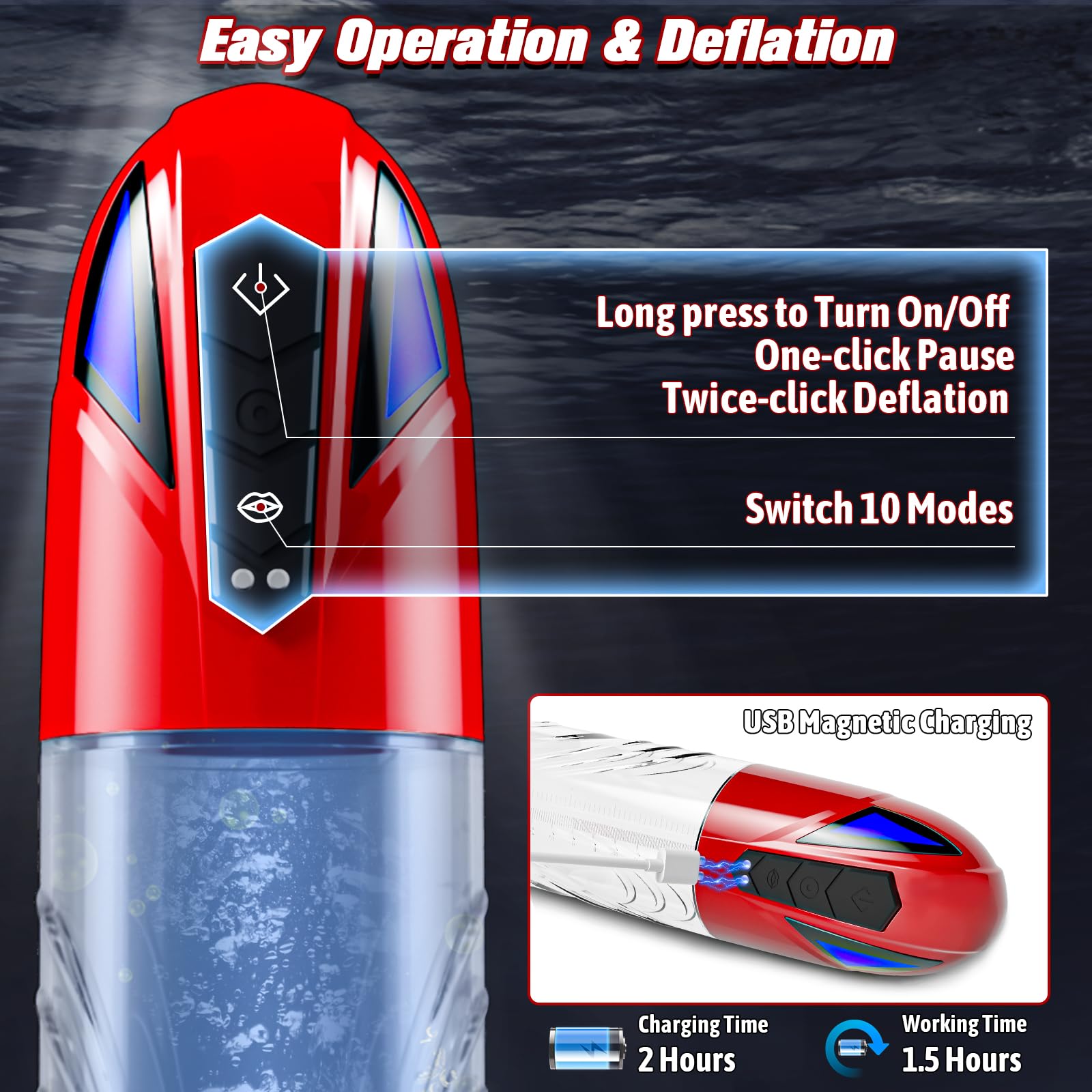 Electric Penis Pump for Men - Automatic Male Masturbator with 10 Training Modes & 6 Cock Rings - Penis Extender Enhancer for Erection Improvement and Sexual Pleasure - Perfect for Solo Play and Couples Intimacy