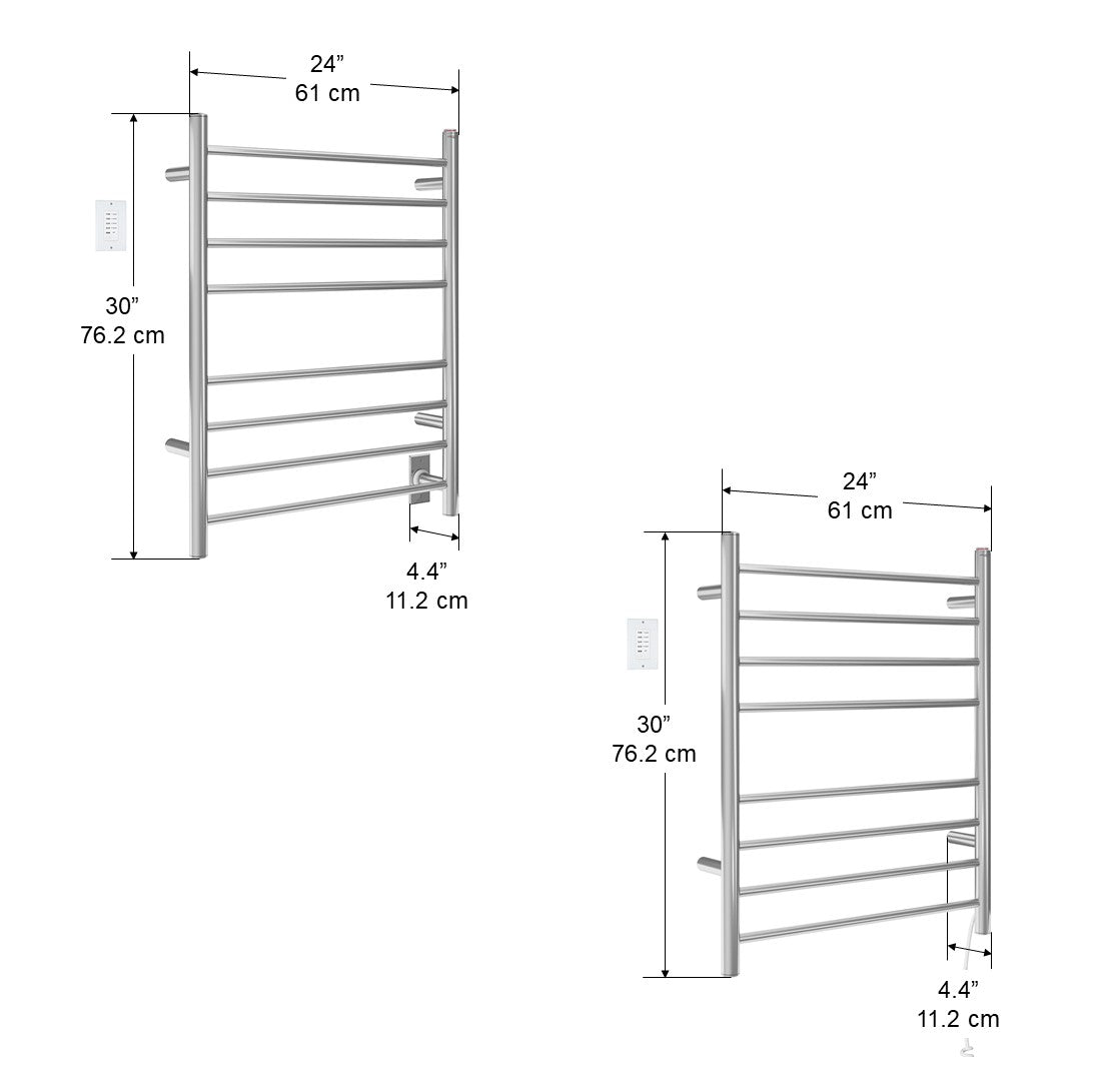Prestige Dual 8 Bar Hardwired & Plug-in Stainless Steel Towel Warmer with Wall Timer - Perfect for Bathrooms, Spas & Luxury Hotels