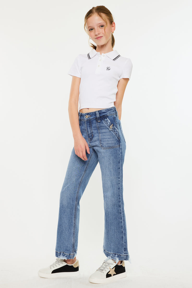 Sherri High Rise Wide Leg Flare Jeans for Kids - Trendy & Comfortable Denim Pants for Girls, School, Playdates & Everyday Wear