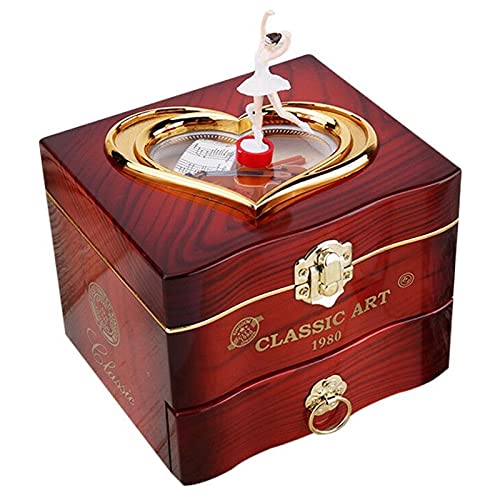 Hand Crank Music Box with Dancing Ballerina - Plastic Jewelry Box & Carousel for Girls, Gift for Birthdays & Special Occasions (Red) | Perfect for Bedroom Decor, Party Favors & Collectibles