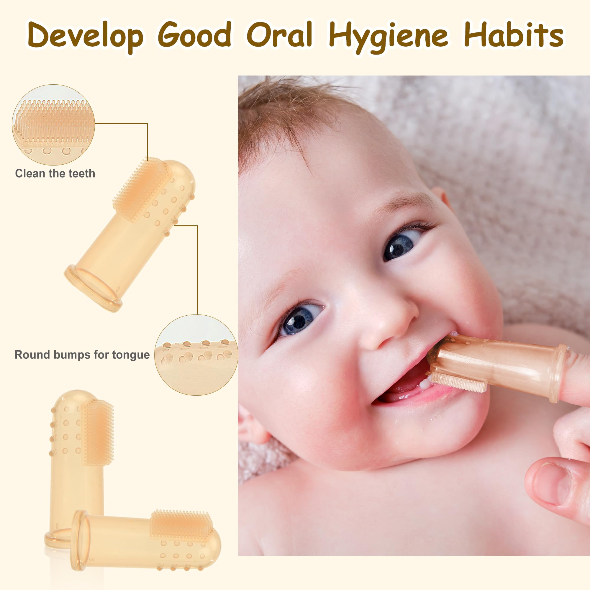 Organic Amber Baby Teething Toys Set of 6 - BPA Free Soft Silicone Teethers for Infants 0-12 Months, Soothing Sore Gums Relief - Freezer Safe, Textured Chew Toys for Boys & Girls | Perfect for Home, Travel & Daycare Use