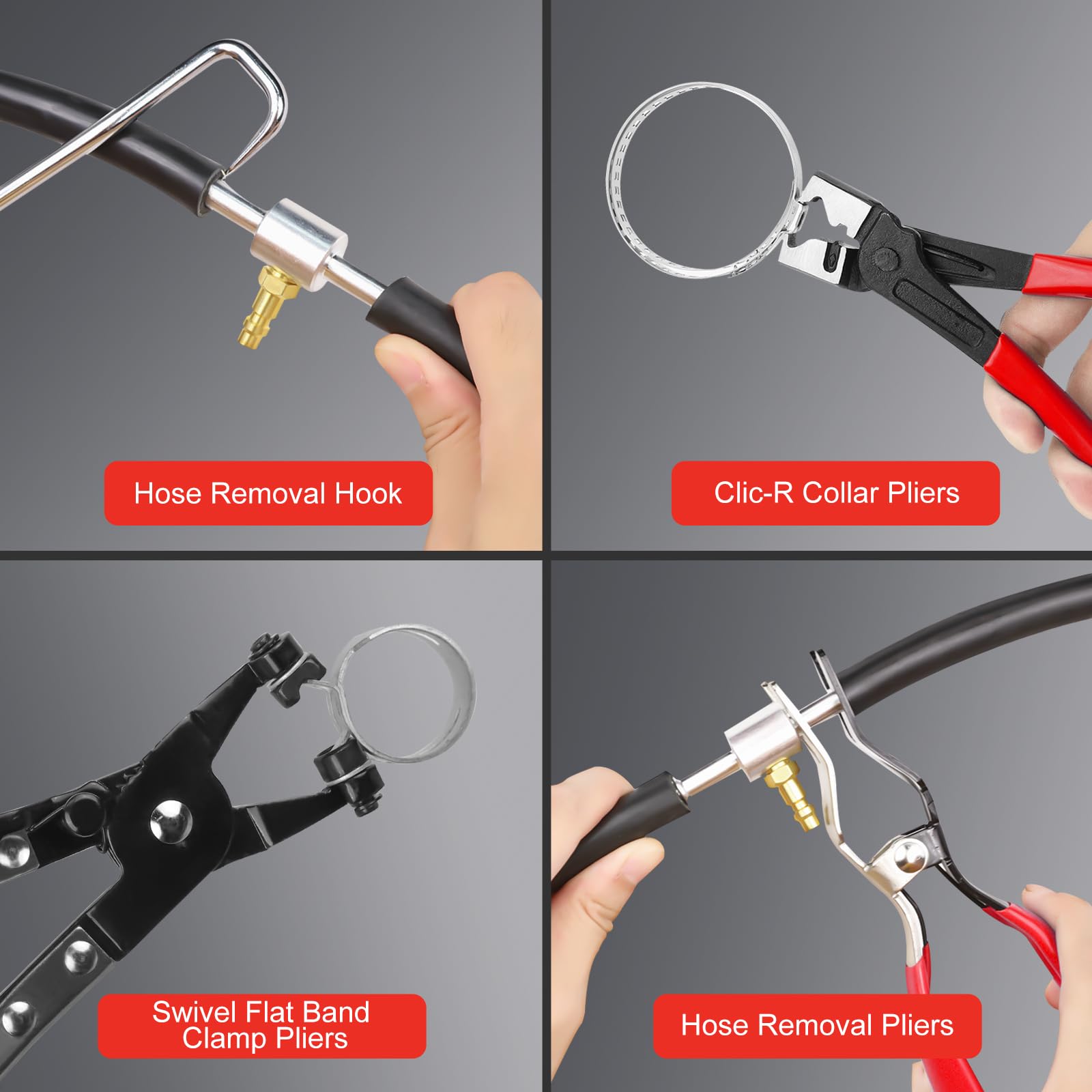 5-Piece Hose Clamp Pliers Set - Long Reach Wire Hose Clamp Tool for Fuel, Oil & Water Hoses - Professional Automotive Repair Tools for Mechanics & DIY Car Maintenance