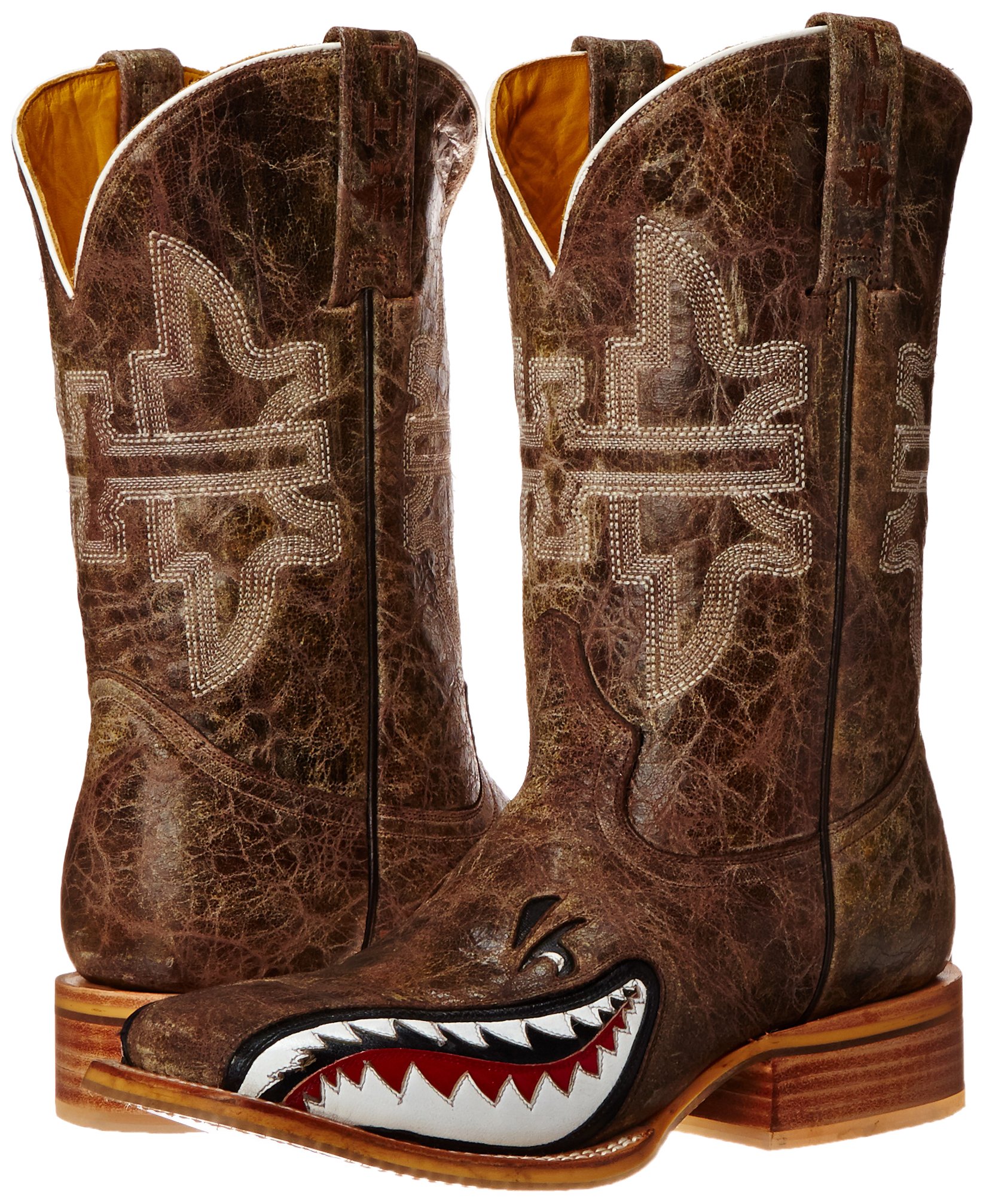 Tin Haul Men's Gnarly Shark Fashion Cowboy Boots - Western Style Leather Boots for Men | Perfect for Country Music Festivals, Rodeos & Casual Wear