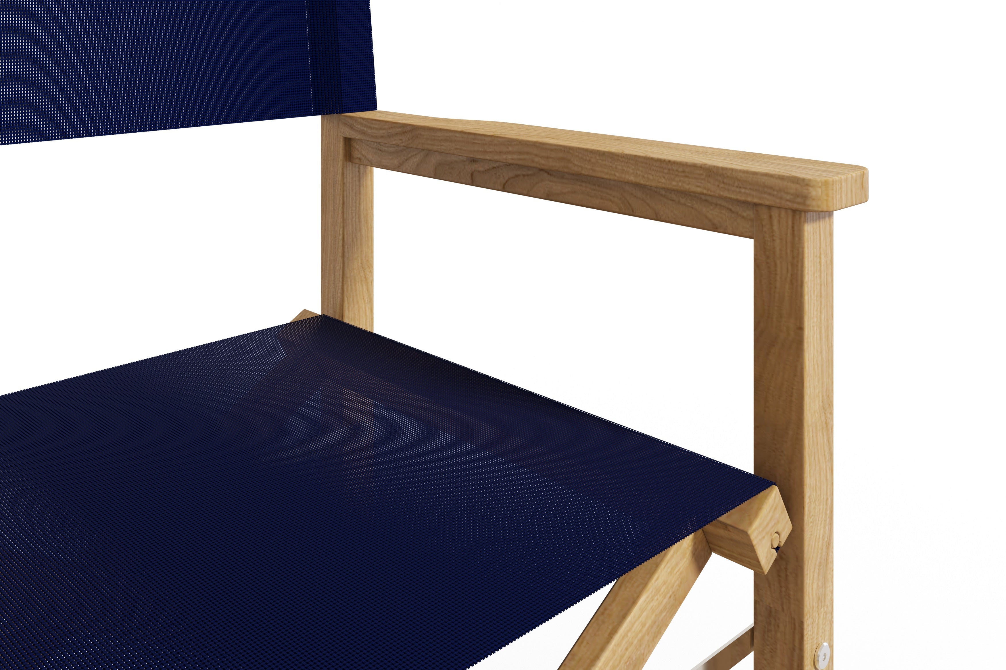 Premium Teak Outdoor Bar Height Dining Armchair - Waterproof Blue Patio Chair for Poolside, Deck, Garden & Restaurant Use