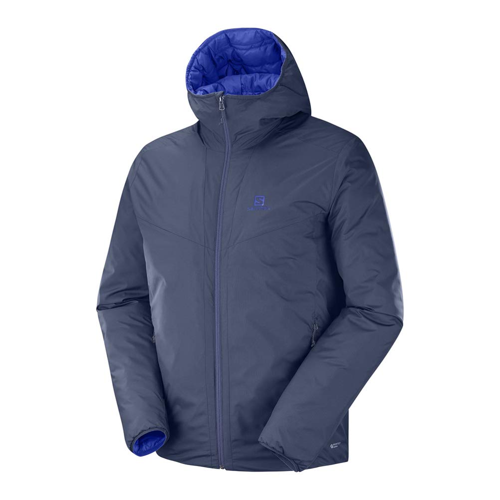 Salomon Drifter LOFT Hoodie Men's Medium - Night Sky/Surf The Web - Perfect for Hiking, Camping & Outdoor Adventures