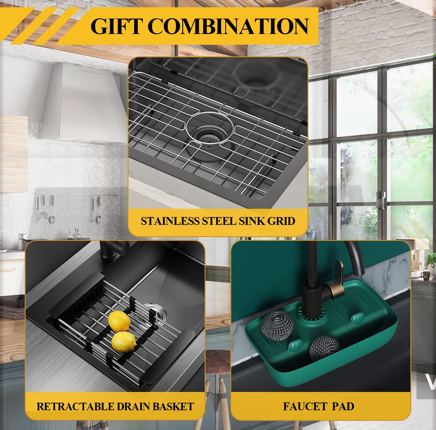 15x17x9 Inch Black Stainless Steel Topmount Bar Sink - Single Bowl Drop-In Kitchen Sink Combo with Grid, Drain Basket & Faucet Mat | Modern Kitchen Upgrade for Small Spaces & Bar Areas