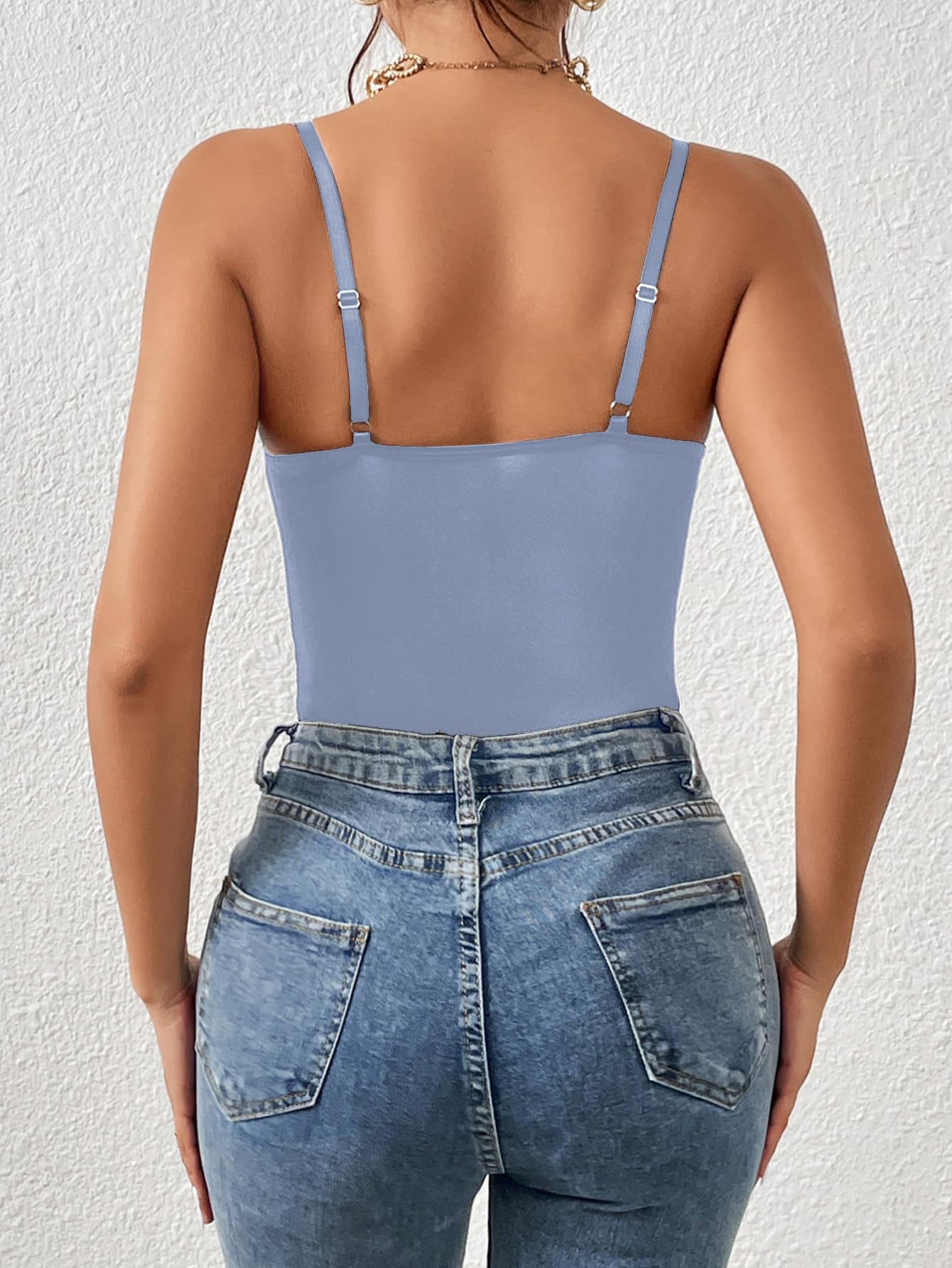 Milumia Women's Floral Lace Sheer Mesh Corset Bodysuit - Sexy Spaghetti Strap Cami Top for Date Night, Club Wear & Special Occasions