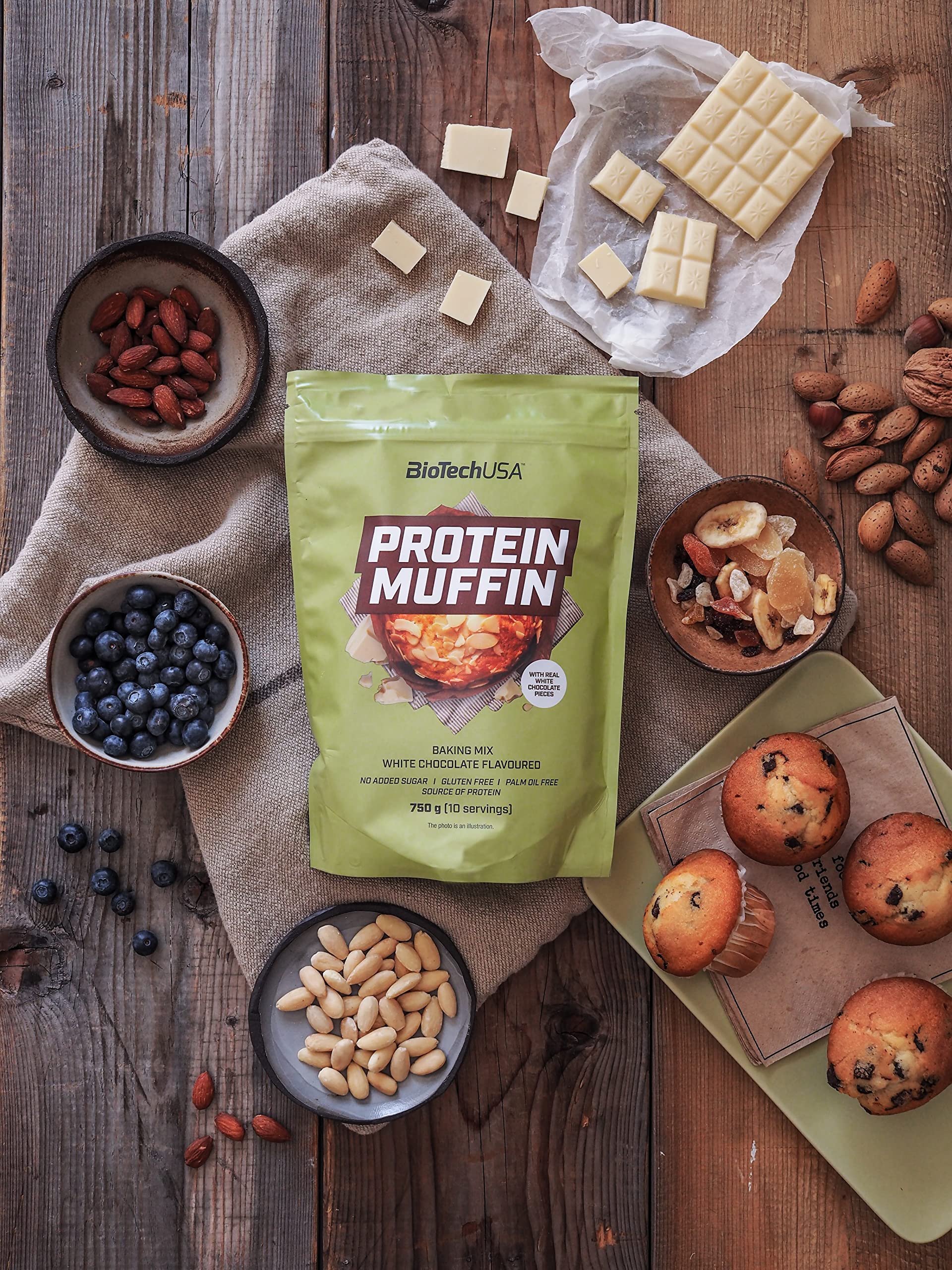 BioTechUSA Protein Muffin - White Chocolate Flavor, 750g High Protein Snack for Bodybuilding & Fitness | Perfect Post-Workout Recovery & Healthy Breakfast Option
