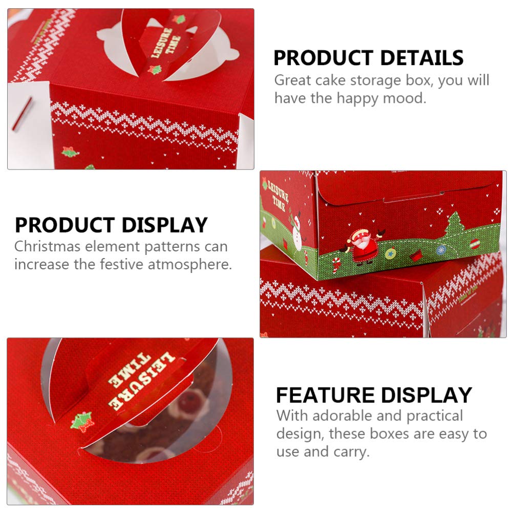 10Pcs Clear Christmas Cake Boxes with Lids - Clamshell Cake Stand Containers for Desserts, Treats & Pastries | Perfect for Holiday Baking, Party Favors & Takeout Treats