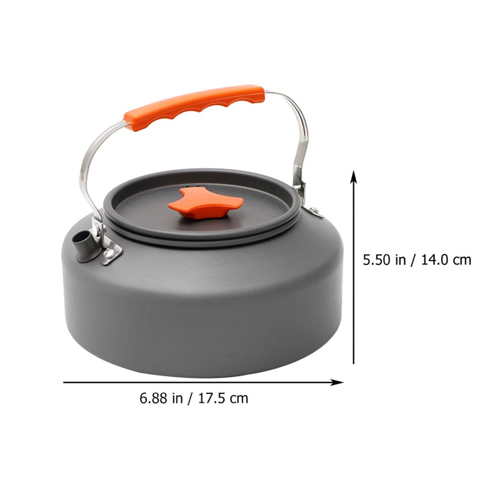 Hemoton Stainless Steel Camping Tea Kettle - 1L Portable Outdoor Kettle for Hiking, Picnic & Backpacking - Lightweight Boiling Water Pot for Campfire, RV & Emergency Preparedness