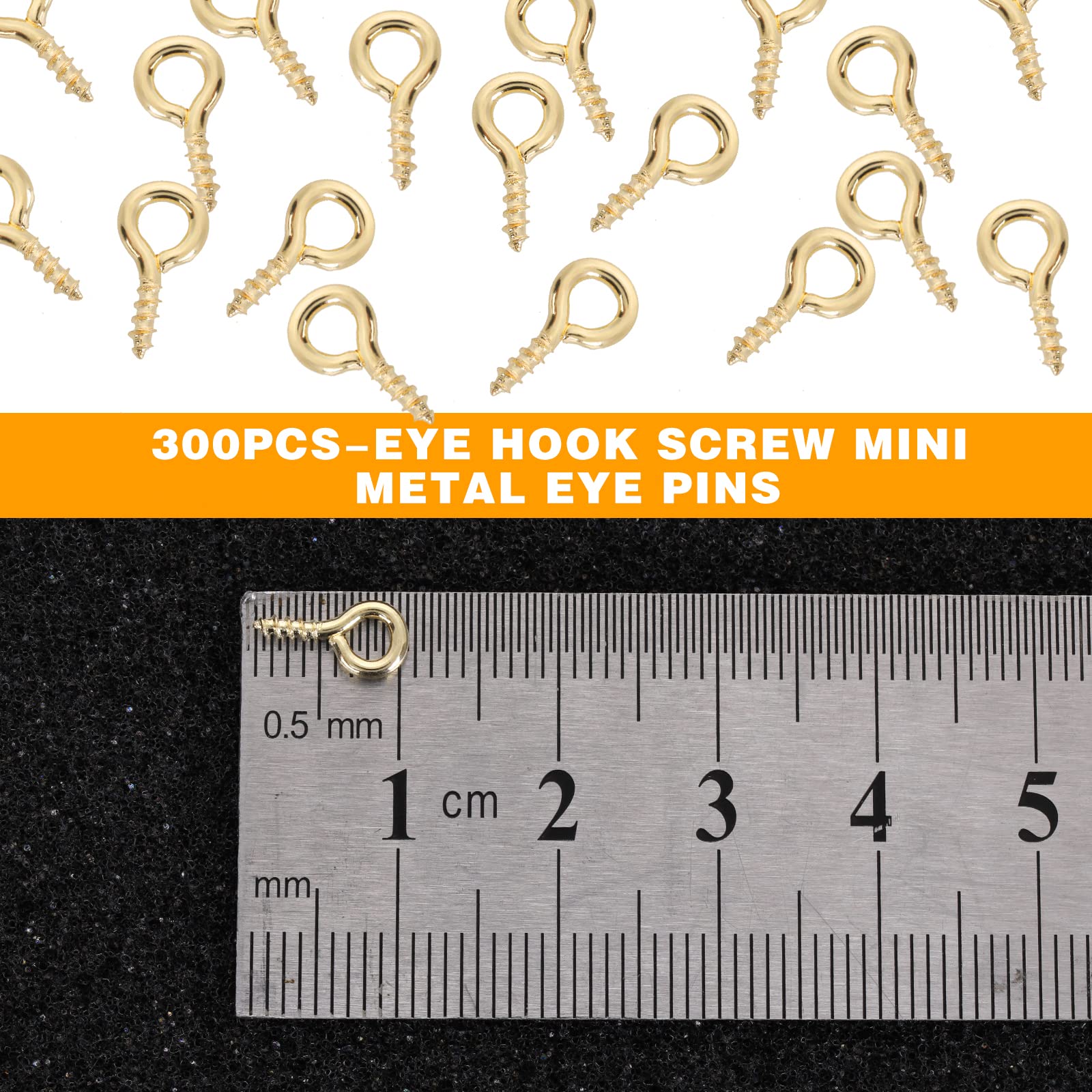 300PCS Gold Tone Jewelry Making Mini Eye Pins & Hooks - DIY Earring, Necklace, Bracelet Clasps & Screws for Beading, Crafting & Jewelry Repair