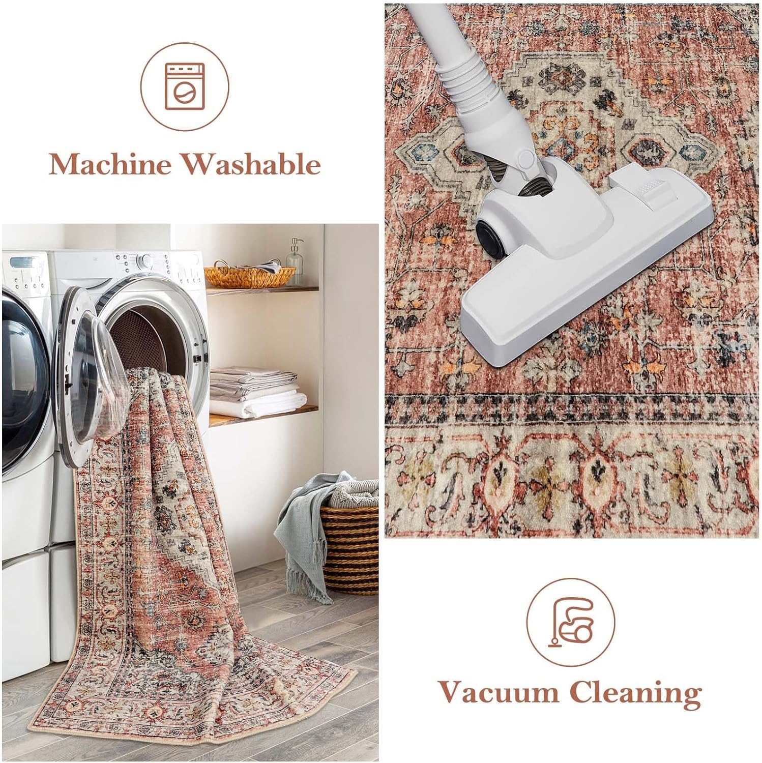 Lahome Oriental Kitchen Runner Rug 2.5x10 Feet - Non-Slip Washable Hallway Carpet | Ultra-Thin Soft Distressed Long Rug for Bathroom, Entryway, Bedroom (Peach/Orange) | Perfect for High-Traffic Areas & Home Decor