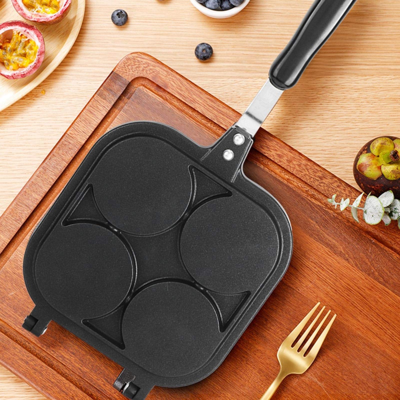 Oumefar Square Waffle Maker - 4 Hole Non-Stick Double-Sided Pancake Pan with Cute Animal Patterns - Perfect for Breakfast, Brunch & Bakery - Ideal for Home, Cafe & Restaurant Use