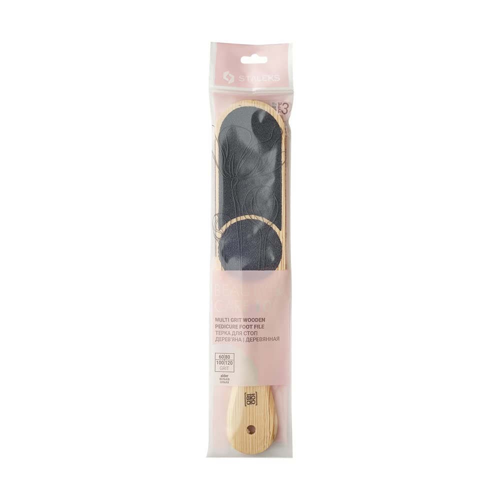 Staleks Professional Foot File for Pedicure - 60/80/100/120 Grit Pumice Stone - Classic Black & Cream Colors - Perfect for Dry, Cracked Heels & Callus Removal at Home or Salon