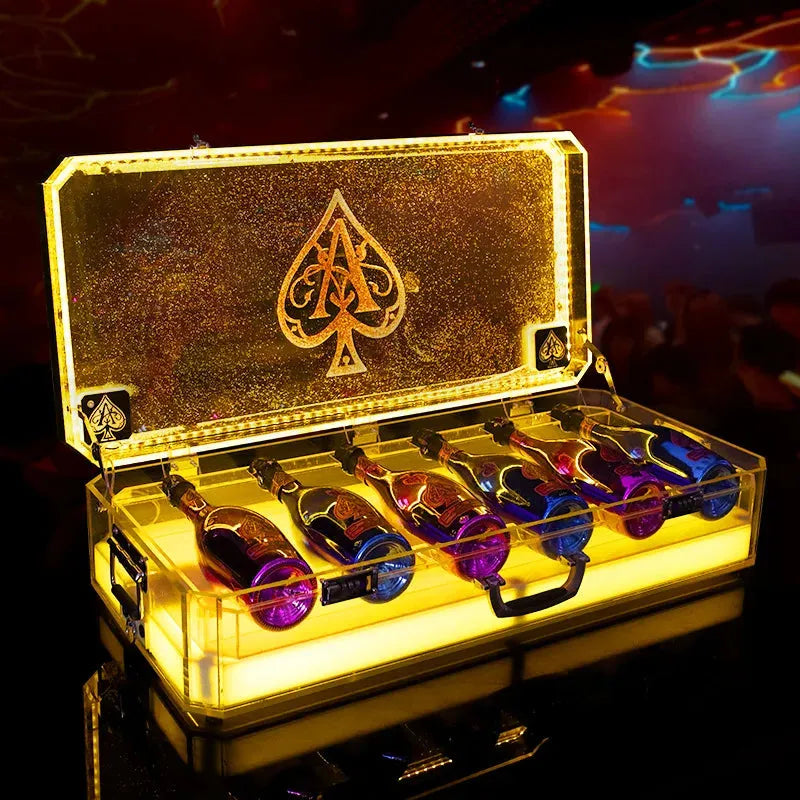 Ace of Spade LED Champagne Bottle Display Case - Rechargeable Glow Bar Presenter for Nightclub, Party & Lounge - Perfect for VIP Bottle Service & Special Events