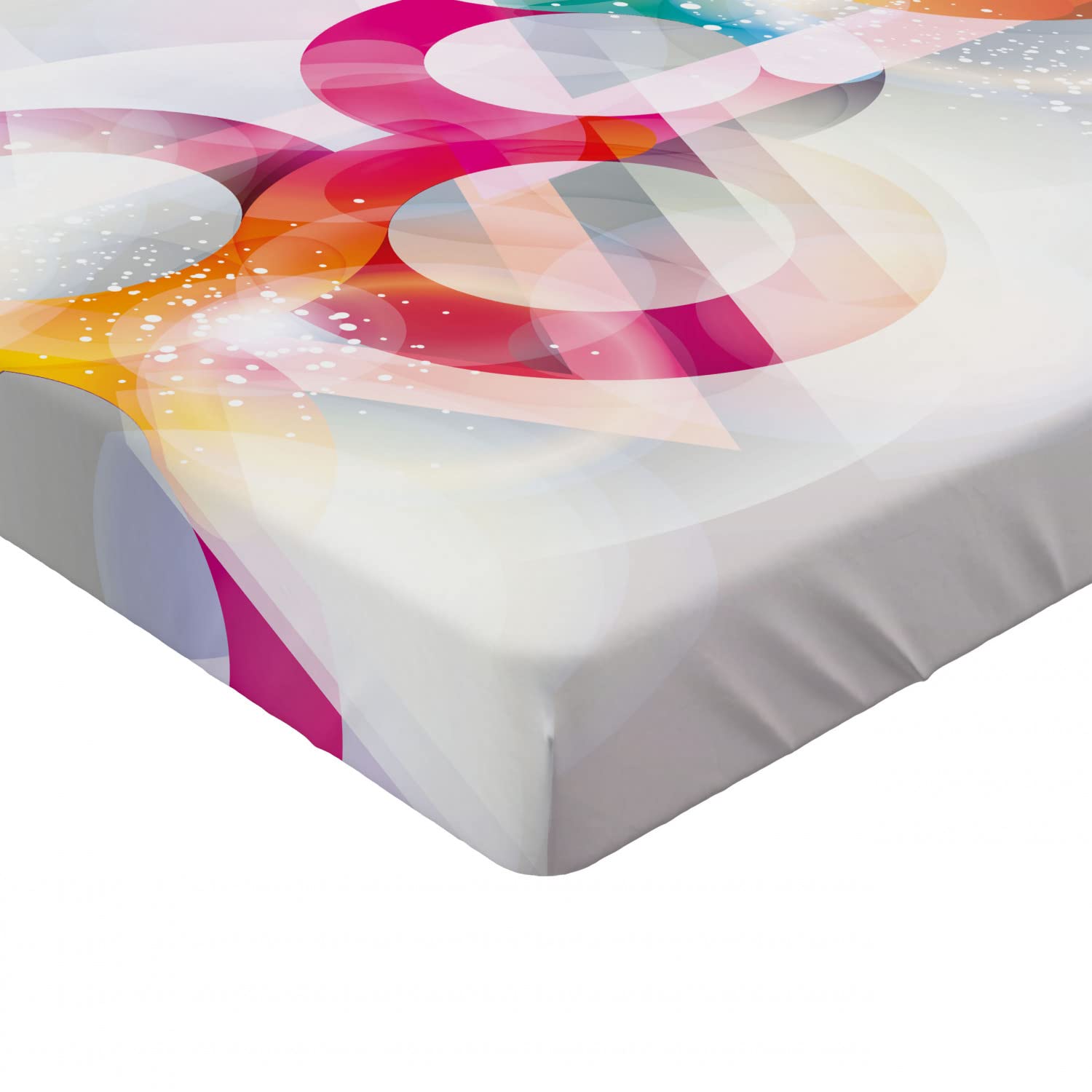 Ambesonne Abstract Fitted Sheet - Circular Gradient Bubble Pattern Art Print, Deep Pocket Elastic Twin XL Bed Cover in Purple & Orange | Perfect for Modern Bedrooms, Guest Rooms & Dorm Decor