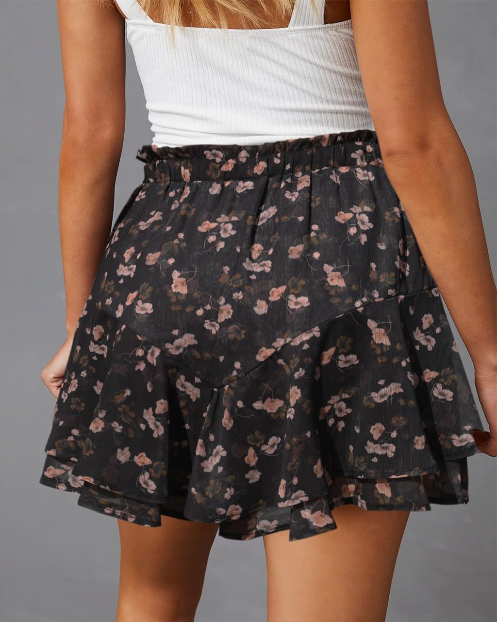 Women's Flowy Boho Floral Skorts & Chiffon Shorts - Casual Ruffle Mini Skirts for Running, Tennis, Yoga & Summer Outfits | Breathable Comfort for Beach, Travel & Daily Wear