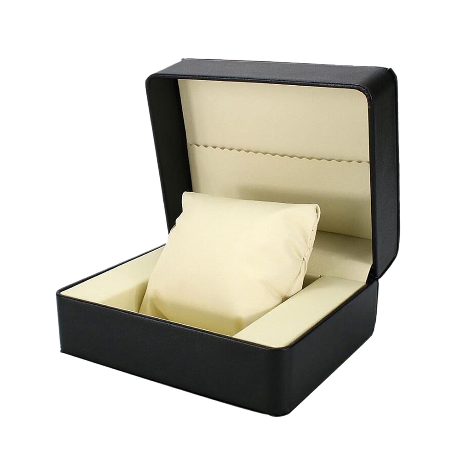 TOMYEUS Black PU Leather Watch Box Organizer - Jewelry & Watch Storage Case Holder (14x11x7cm) - Perfect for Watch Collection Display, Travel Storage & Gift Packaging