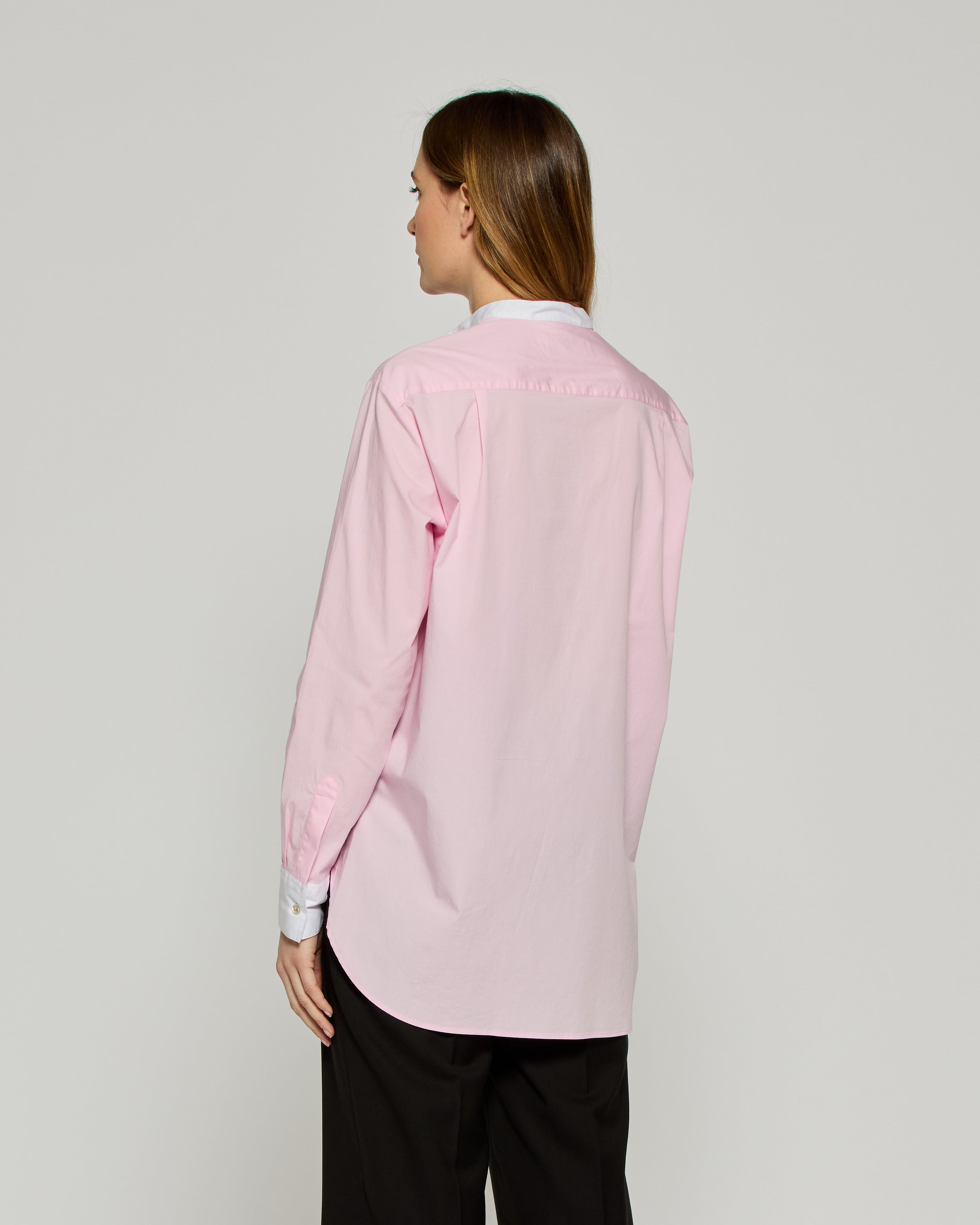 Stylish Collarless Side Opening Shirt - Pale Pink | Casual Wear, Office Outfit & Everyday Fashion