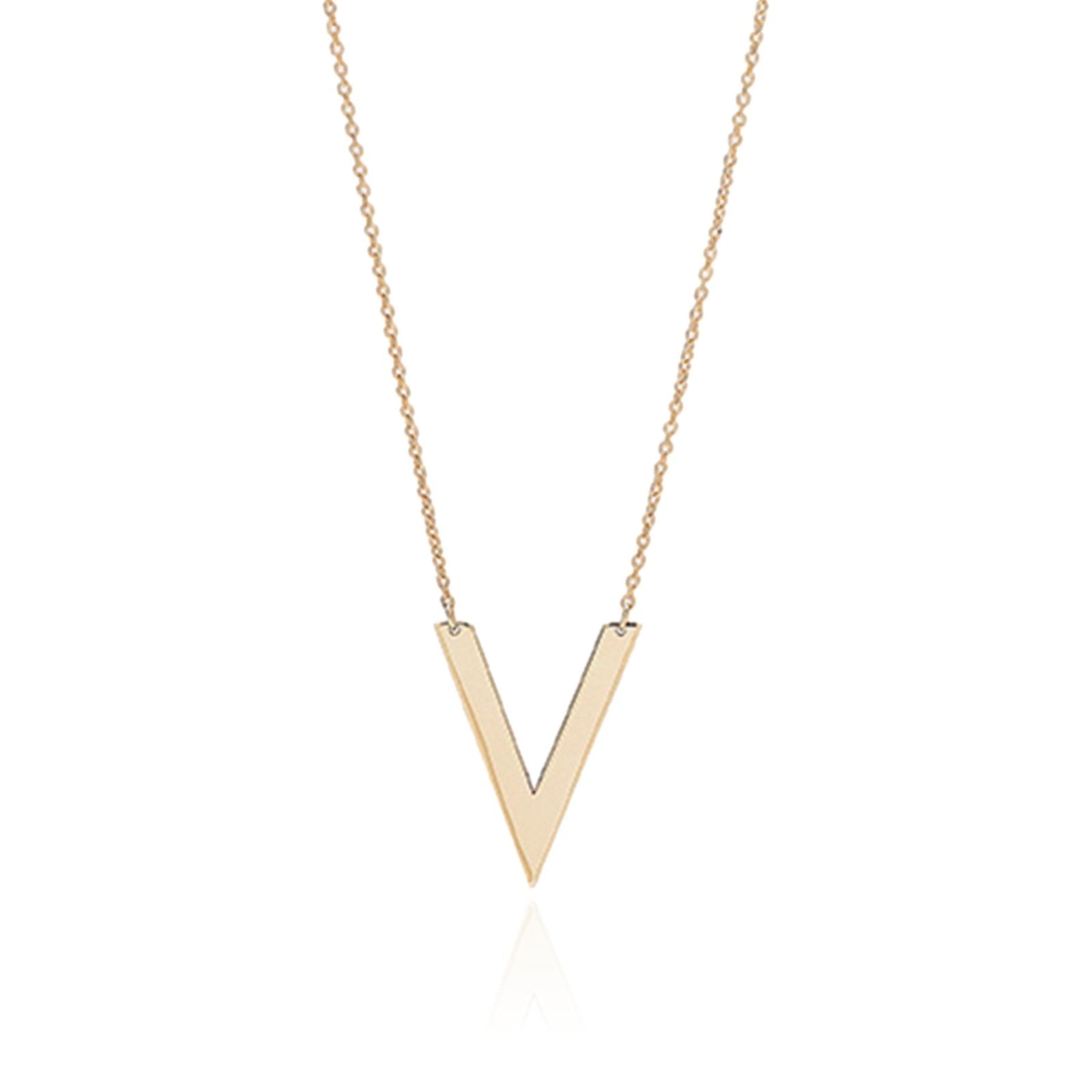 14K Solid Yellow Gold Chevron V Station Necklace for Women - Elegant Layering Piece for Everyday Wear, Date Nights & Special Occasions