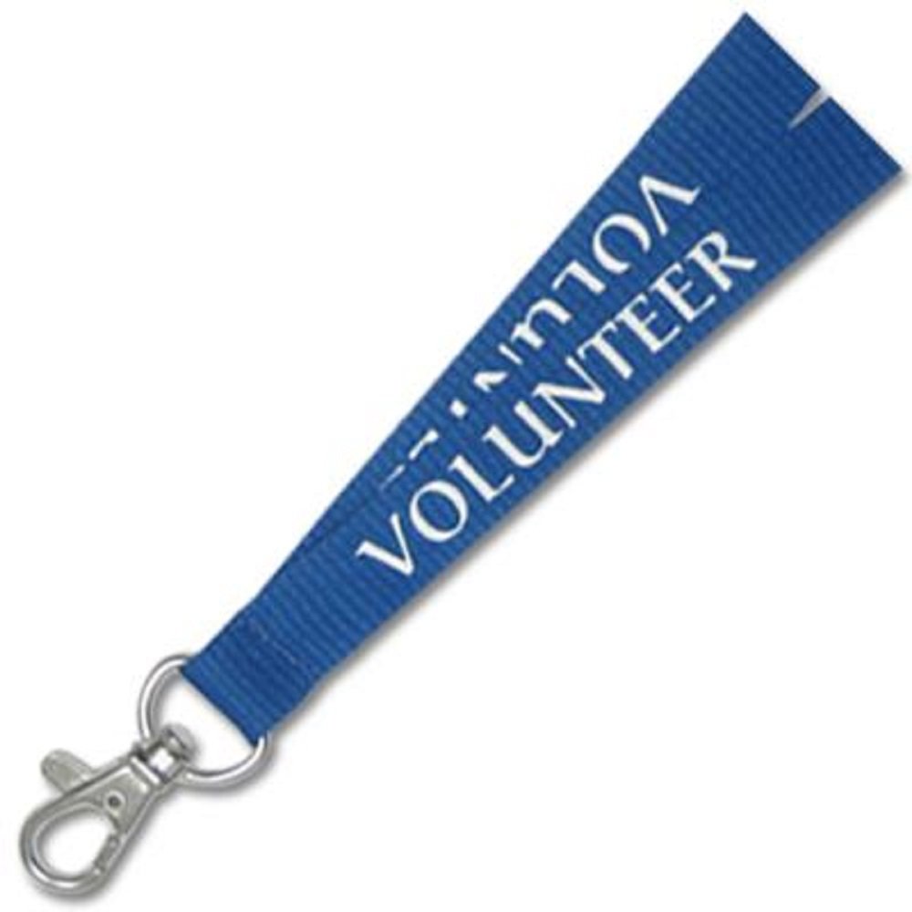 PinMart Blue Volunteer Lanyard - Durable & Adjustable ID Badge Holder for Events, Conferences & Work - Perfect for Schools, Hospitals & Security Staff