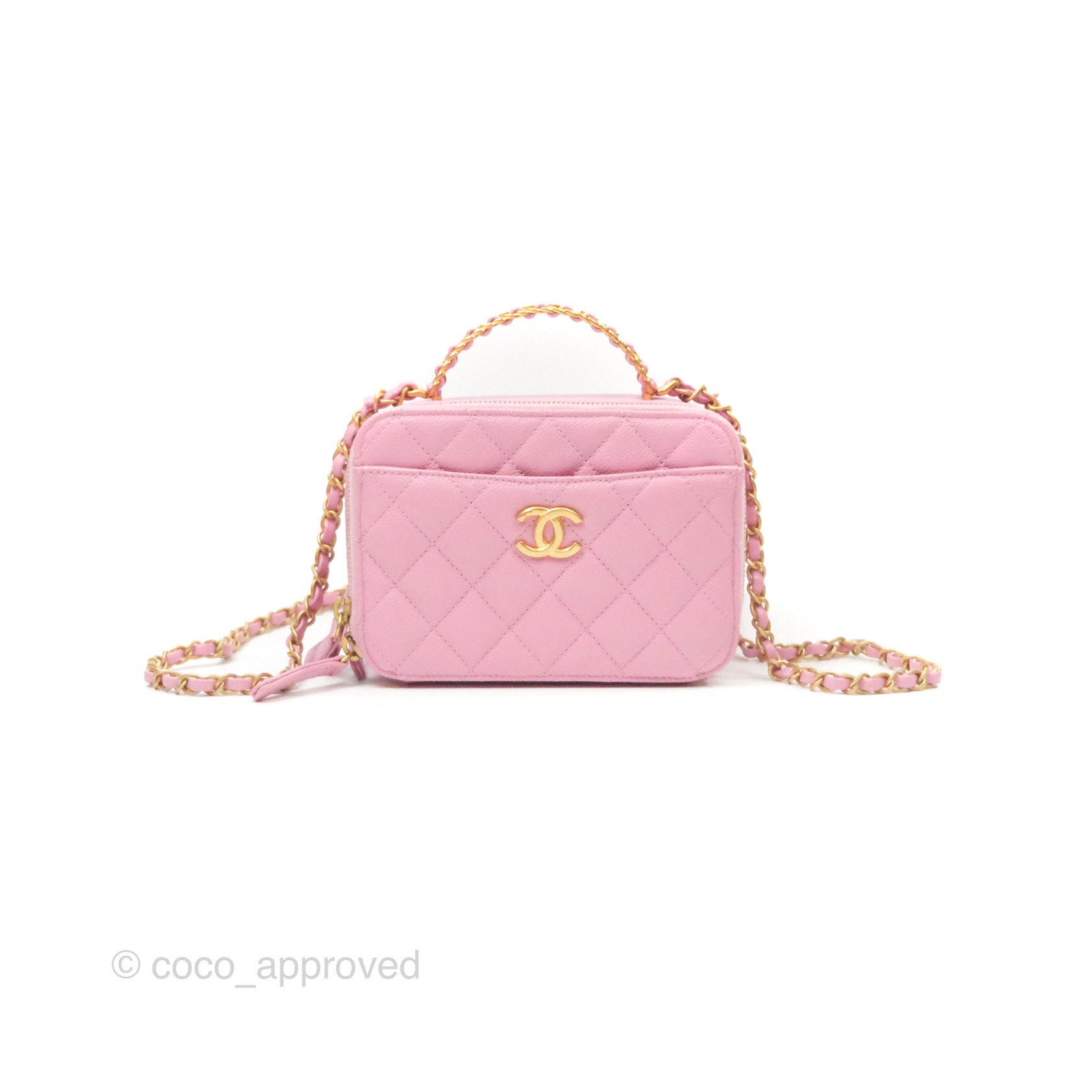 Chanel Caviar Quilted Small Vanity Case Handbag in Light Pink - Luxury Crossbody Bag for Women, Perfect for Date Night & Special Occasions