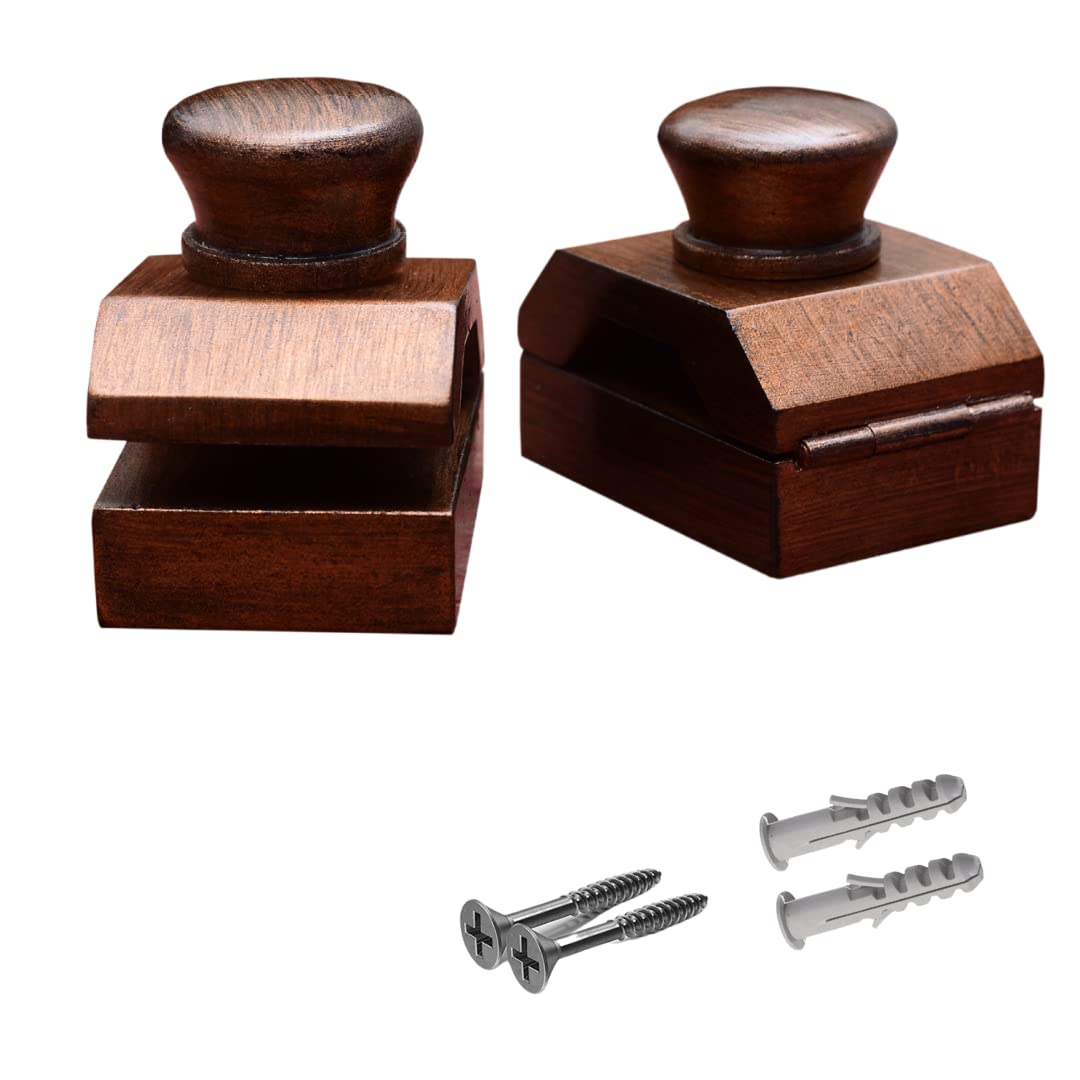 Wise Linkers Wooden Hanging Clamps Hangers - 2 Pack Copper Black Display Hooks for Quilts, Rugs, Tapestry - Perfect for Home Decor, Gallery Wall Art, and Fabric Display