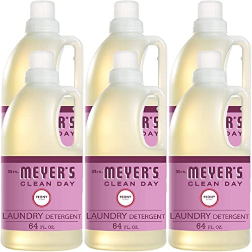 18-in-1 Pure Castile Liquid Soap with Peony Essential Oil - All Natural, Undiluted Multipurpose Soap for Skin Care, Hand Wash, Cleaning, Baby & Pet Use - 64 Fl Oz (6-Pack) - Perfect for Home, Travel & Eco-Friendly Lifestyle