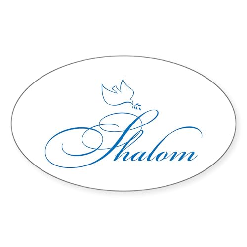 White - Shalom and Dove Oval Sticker