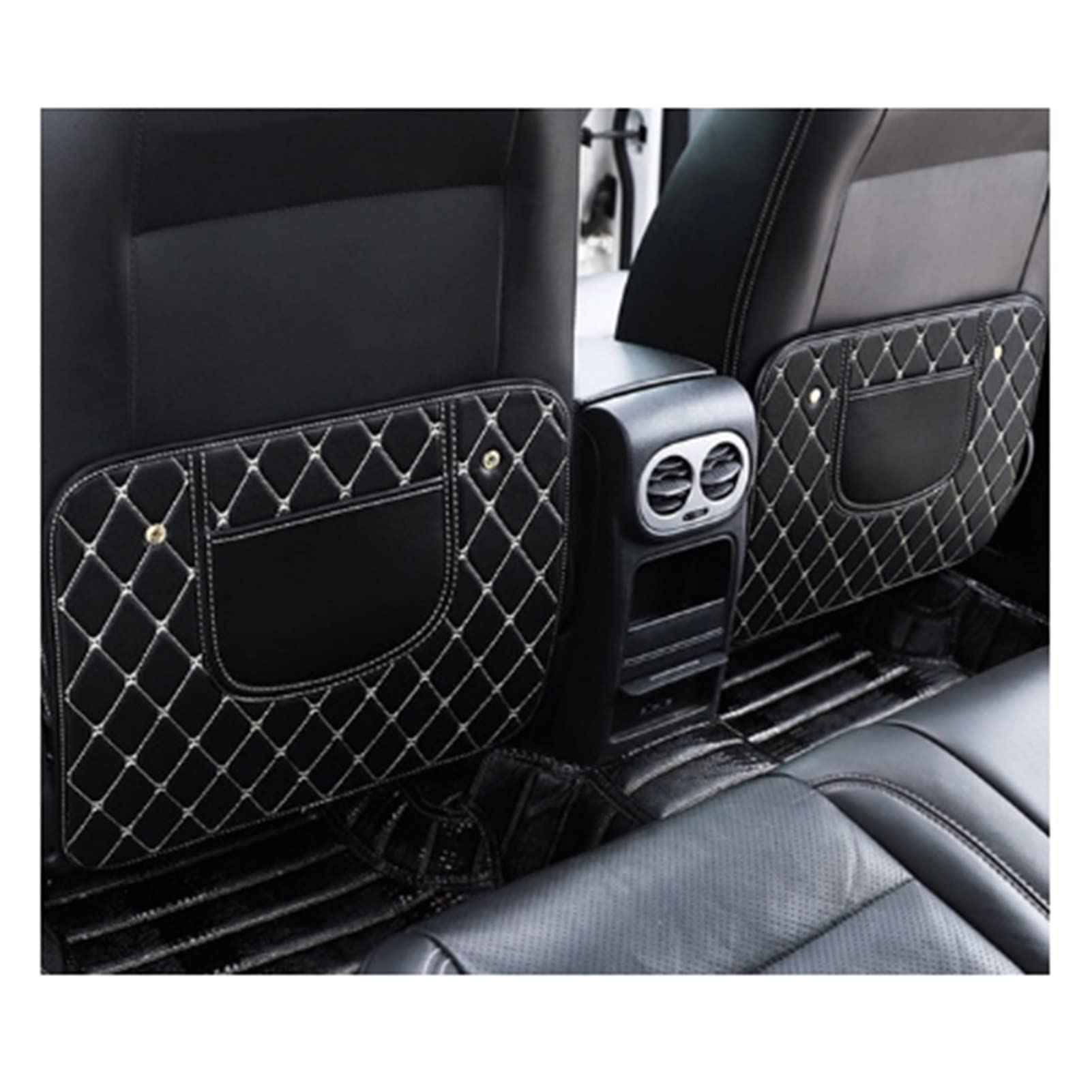 2 PCS Black PU Car Seat Back Cover Protector for Kids - Waterproof Anti-Kick Pad, Durable Car Seat Protector Accessories for Child Safety & Interior Protection - Perfect for Family Road Trips & Daily Commutes