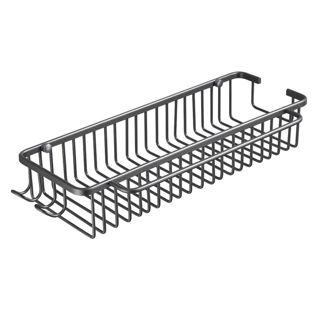 XXZY Aluminum Shower Caddy Shelf Organizer - Space Saving Bathroom Storage Rack with Mesh Basket, Multipurpose Rectangular Shelf for Cosmetics & Bathroom Accessories (40CM, Gray) - Perfect for Small Bathrooms, Showers & Vanity Organization