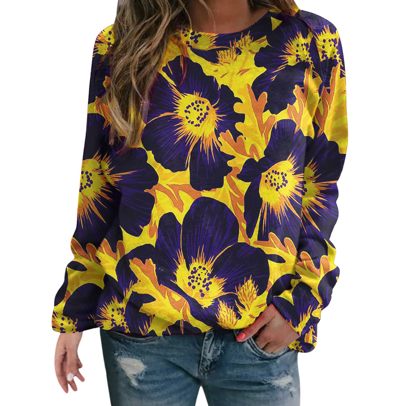 Vintage White Pullover Sweatshirt for Women - Soft Long Sleeve Casual Blouse with Retro Print - Perfect for Fall Layering, Weekend Outfits & Cozy Loungewear