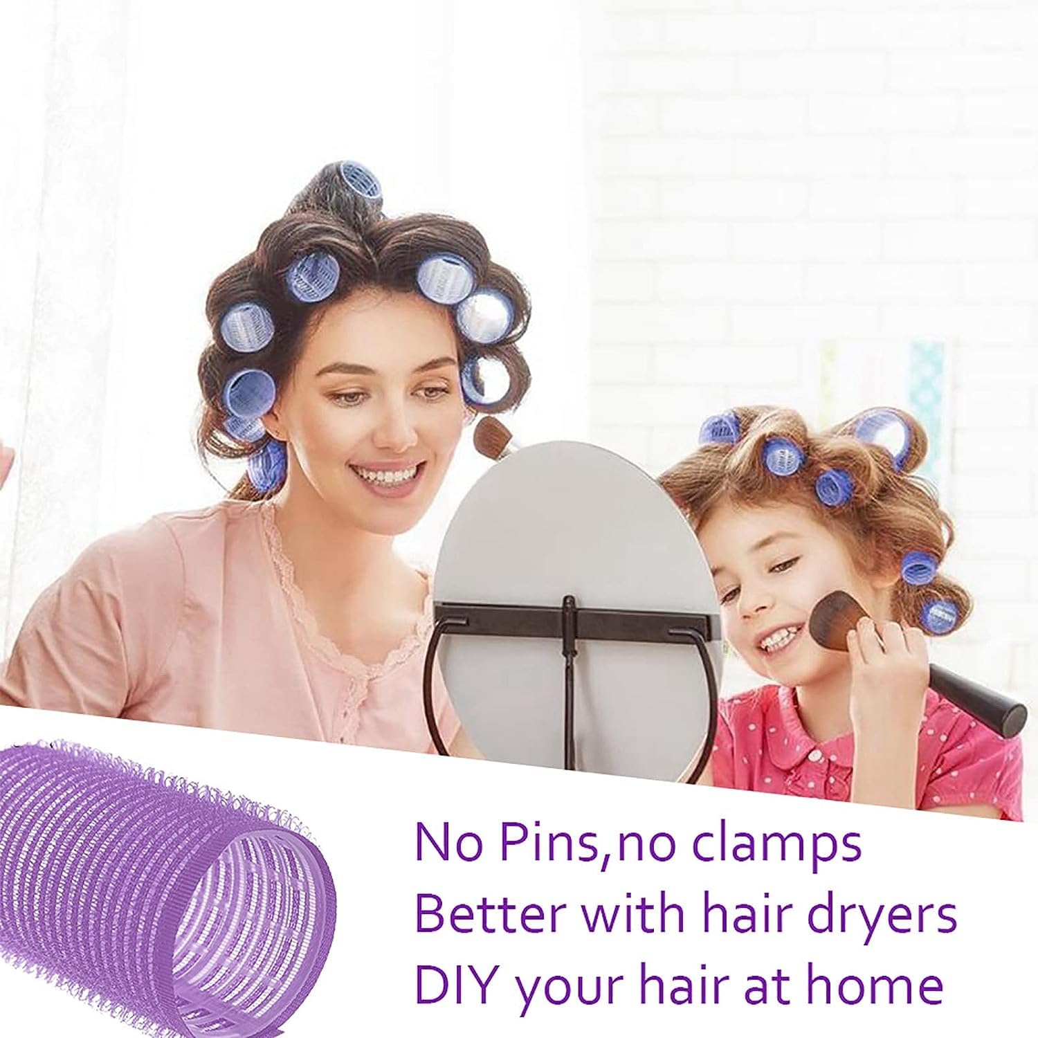 AKADO Self Grip Jumbo Hair Rollers with Clips - 6pc Set for Voluminous Curls & Waves | Heatless Hair Curlers for Long & Thick Hair | Perfect for Home Styling, Parties & Special Occasions