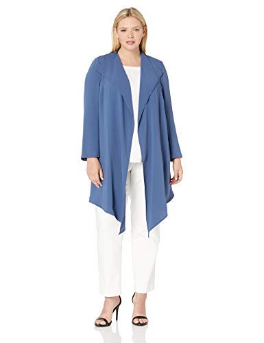 Anne Klein Women's Plus Size Drape Front Long Jacket - Elegant Open Front Cardigan for Work, Office & Casual Outfits | Plus Size Tunic Coat for Women