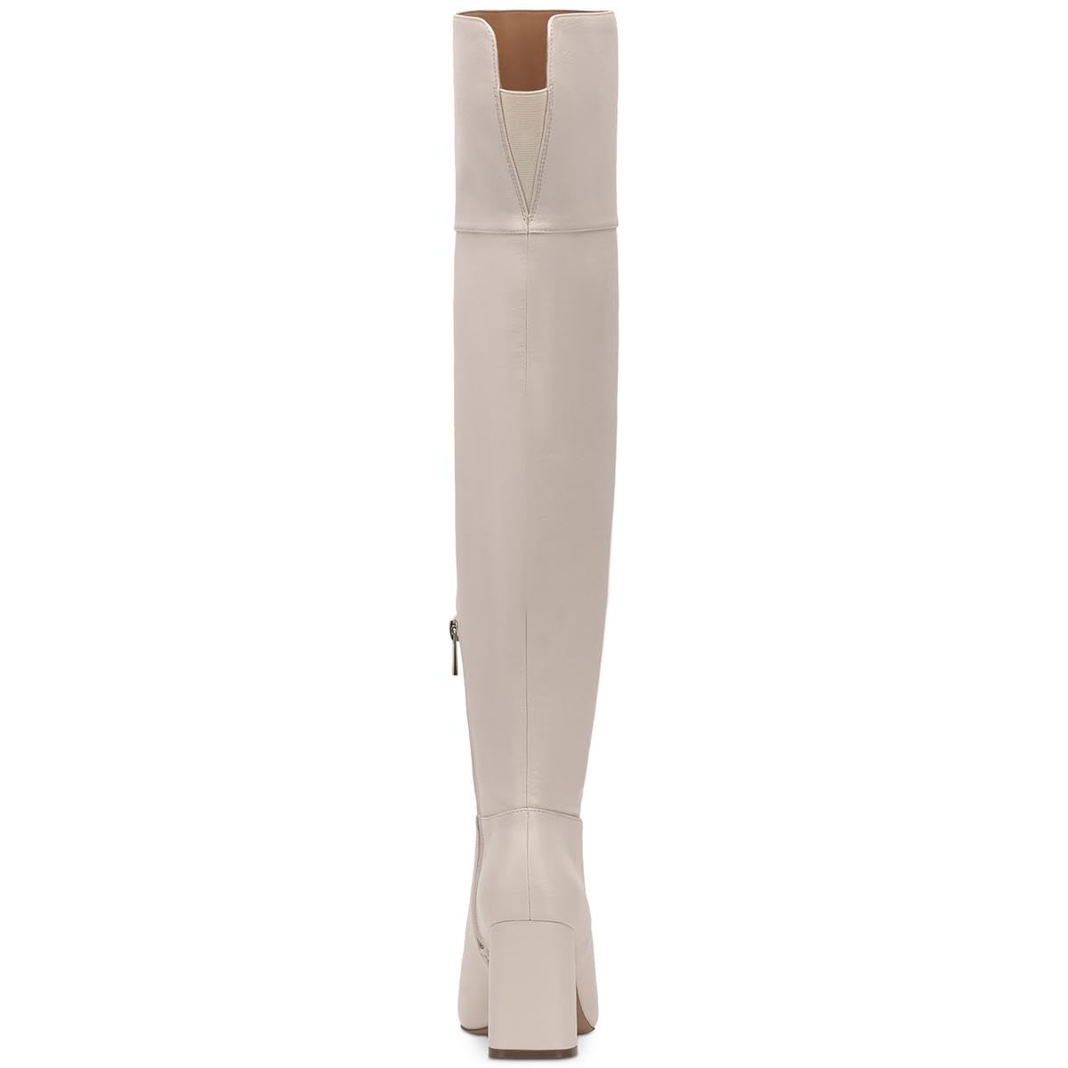 Jessica Simpson Women's Akemi Over The Knee Boots - Chunky Heel, Comfortable & Stylish, Size 8.5 US (Chalk White) | Perfect for Fall Winter Outfits, Date Nights & Office Wear