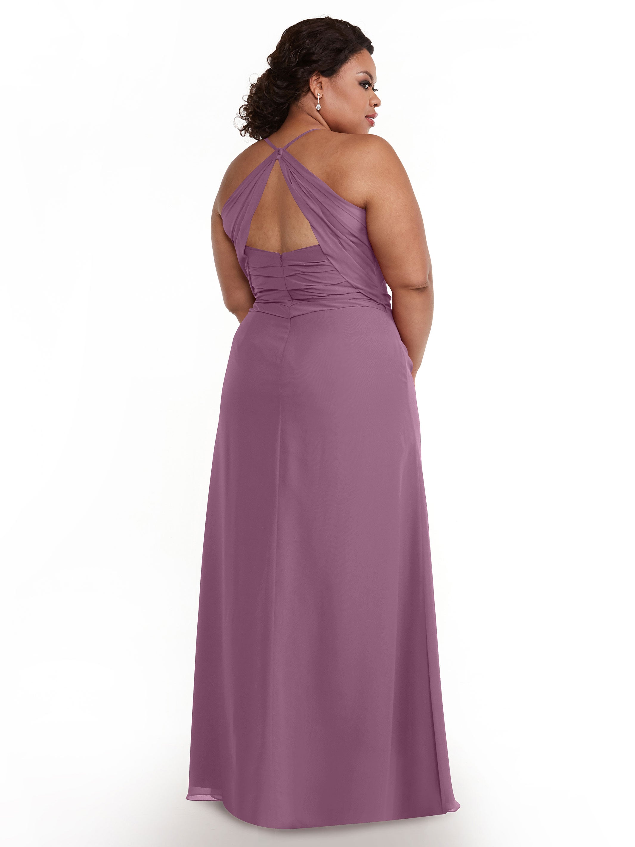 Elegant A-Line Chiffon Bridesmaid Dress with High Slit - 80167 | Flowy Wedding Party Gown for Formal Events & Special Occasions