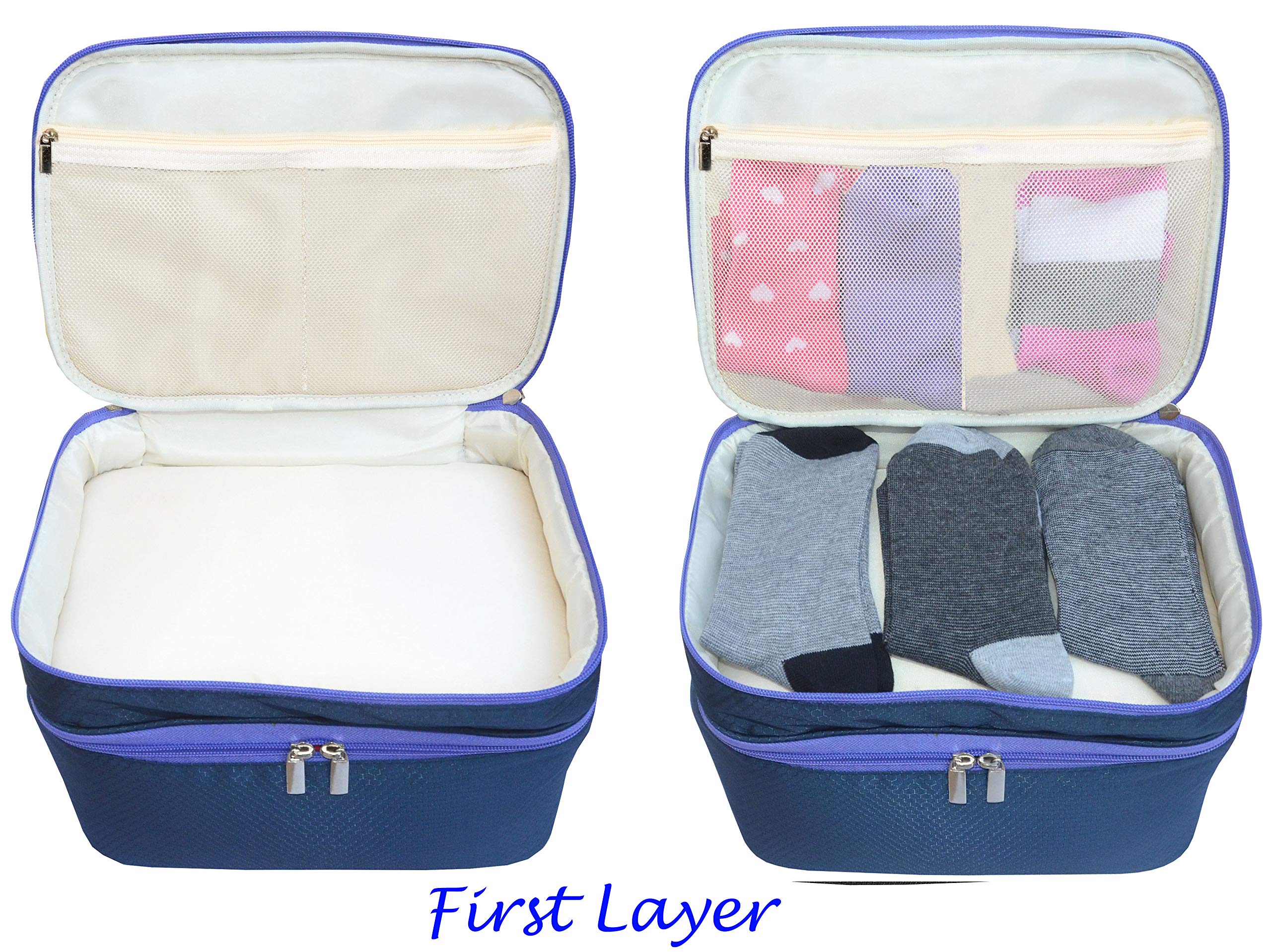 Travel Organizer Underwear Bag - Large Double Layer Packing Storage Bag for Bras, Socks, Underwear & Toiletries | Perfect for Travel, Gym & Organization | Waterproof & Durable